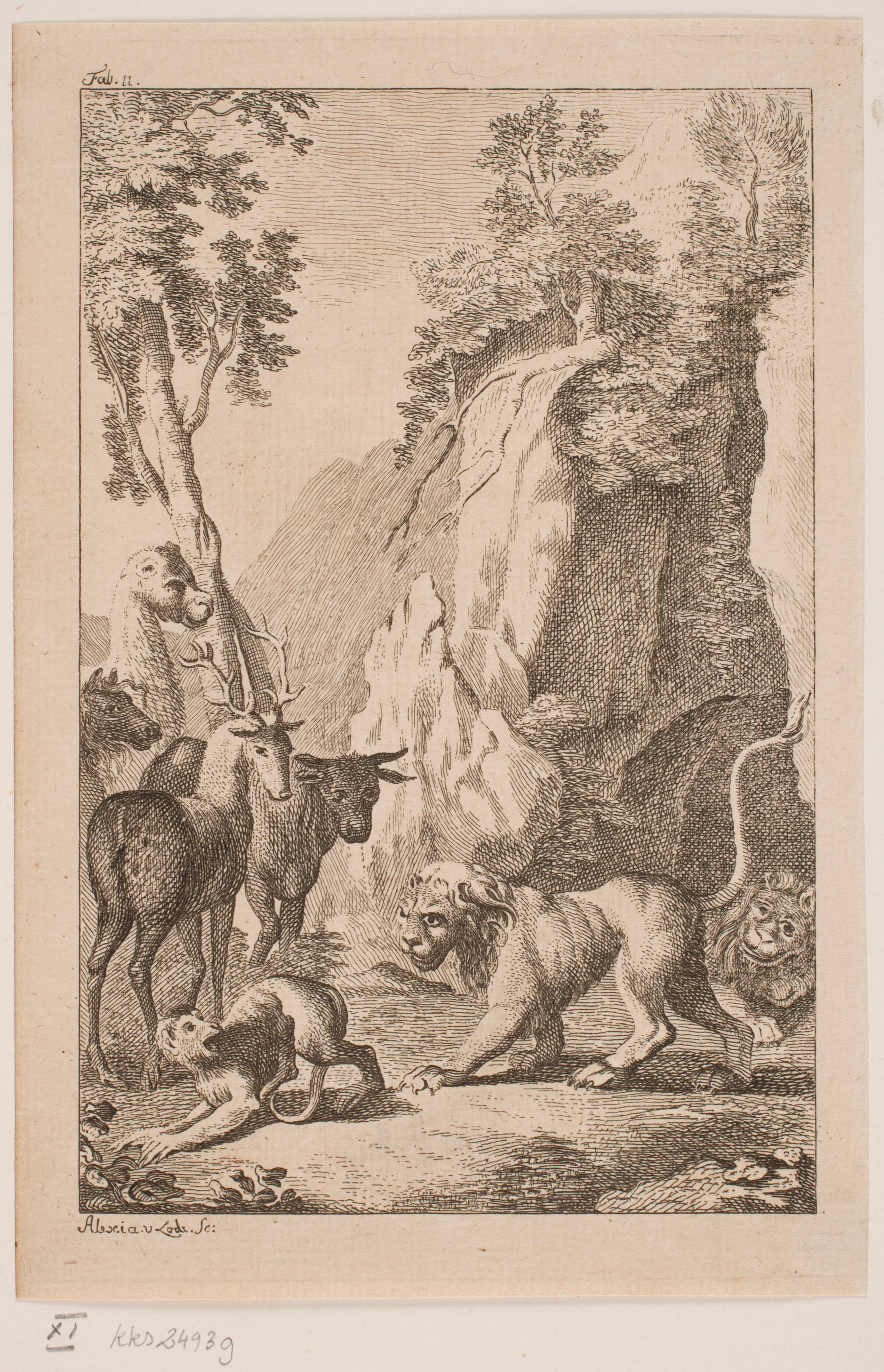 Den unge Løve og Aben, Alexia de Lode, 1760