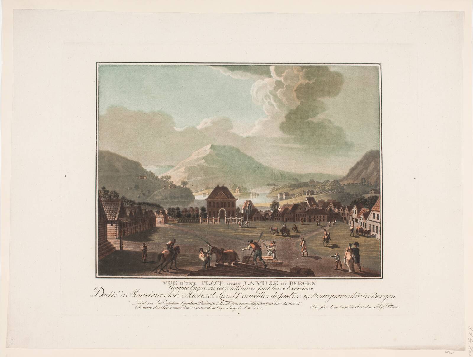 Vue d'une Place dans la ville de Bergen, by Georg Haas, 1788-1792
