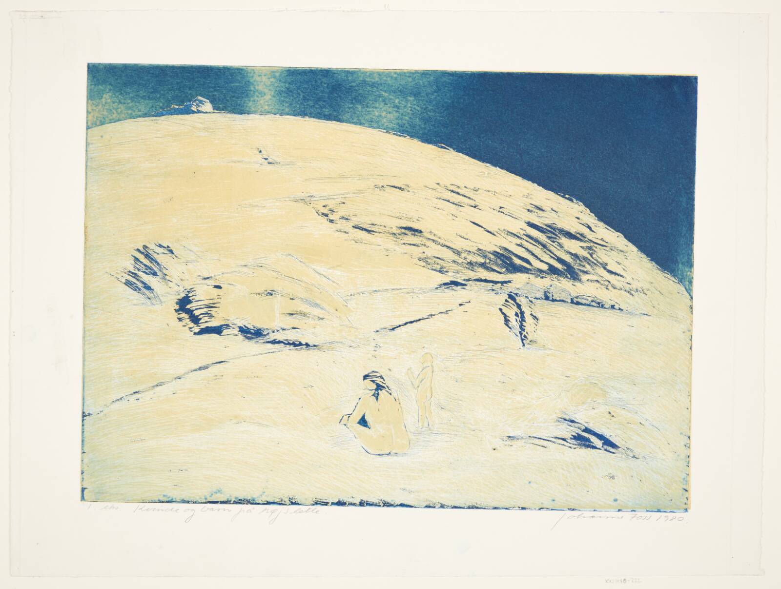 "Kvinde og barn på højslette", Johanne Foss, 1980