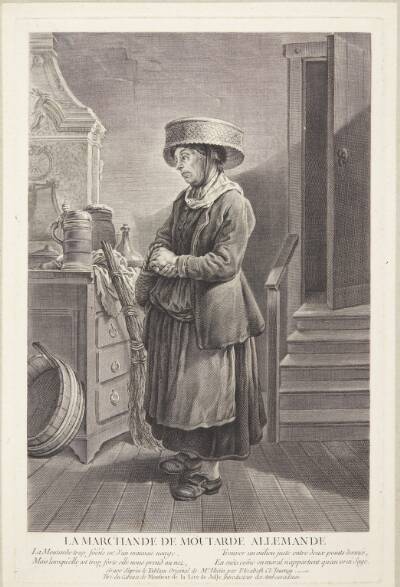En gammel kone der sælger tysk sennep (La Marchande de Moutarde Allemande)