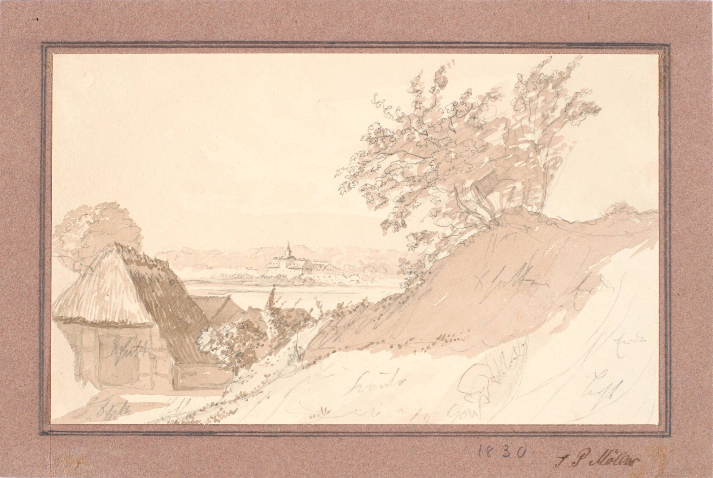 Slottet Gottorf set fra Tahrdorff, J.P. Møller, 1830