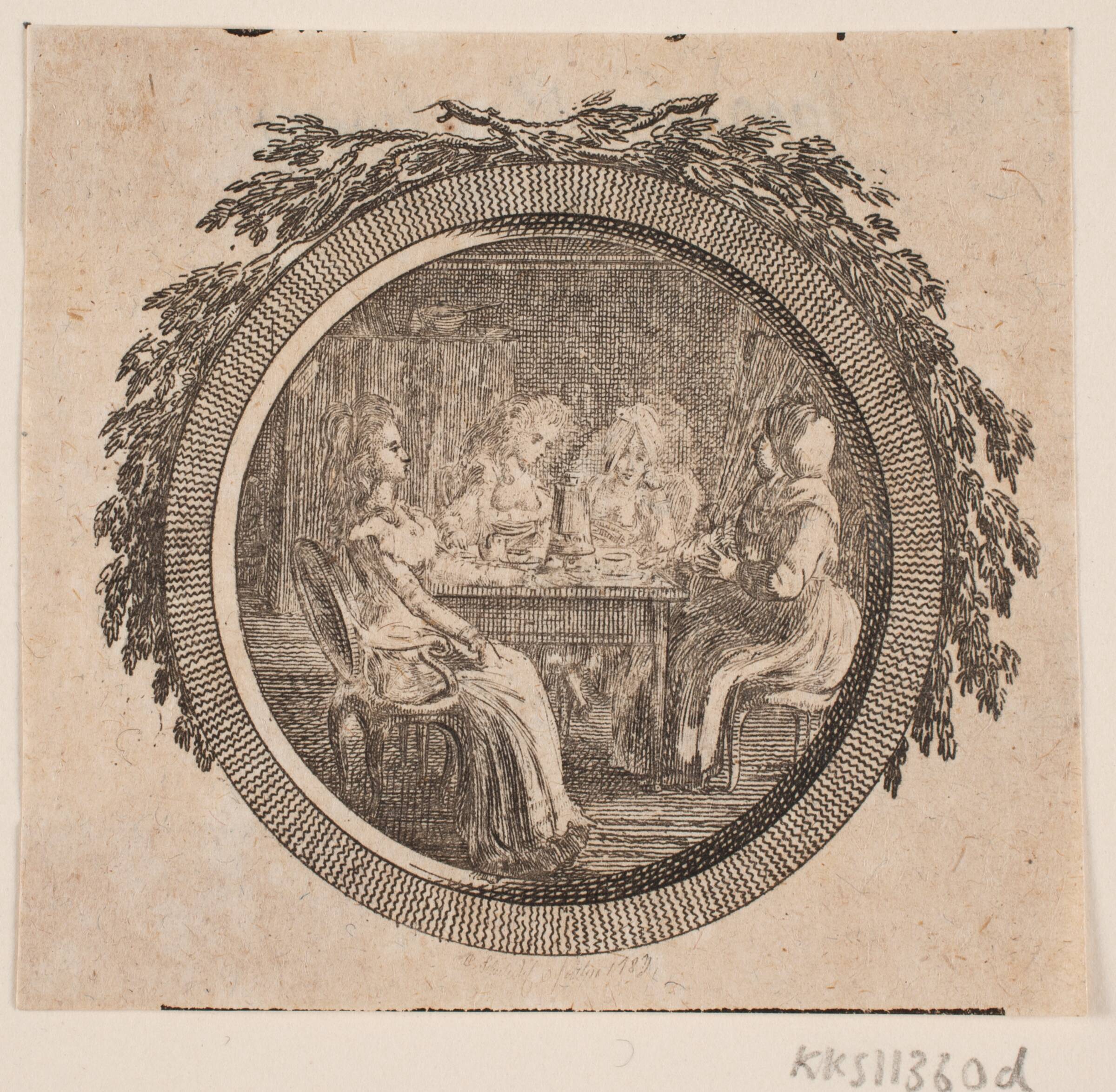 Titelvignet til S. Richardson: "Miss Clarissa Harlowes Historie", tredje del, Georg Christian Schule, 1783