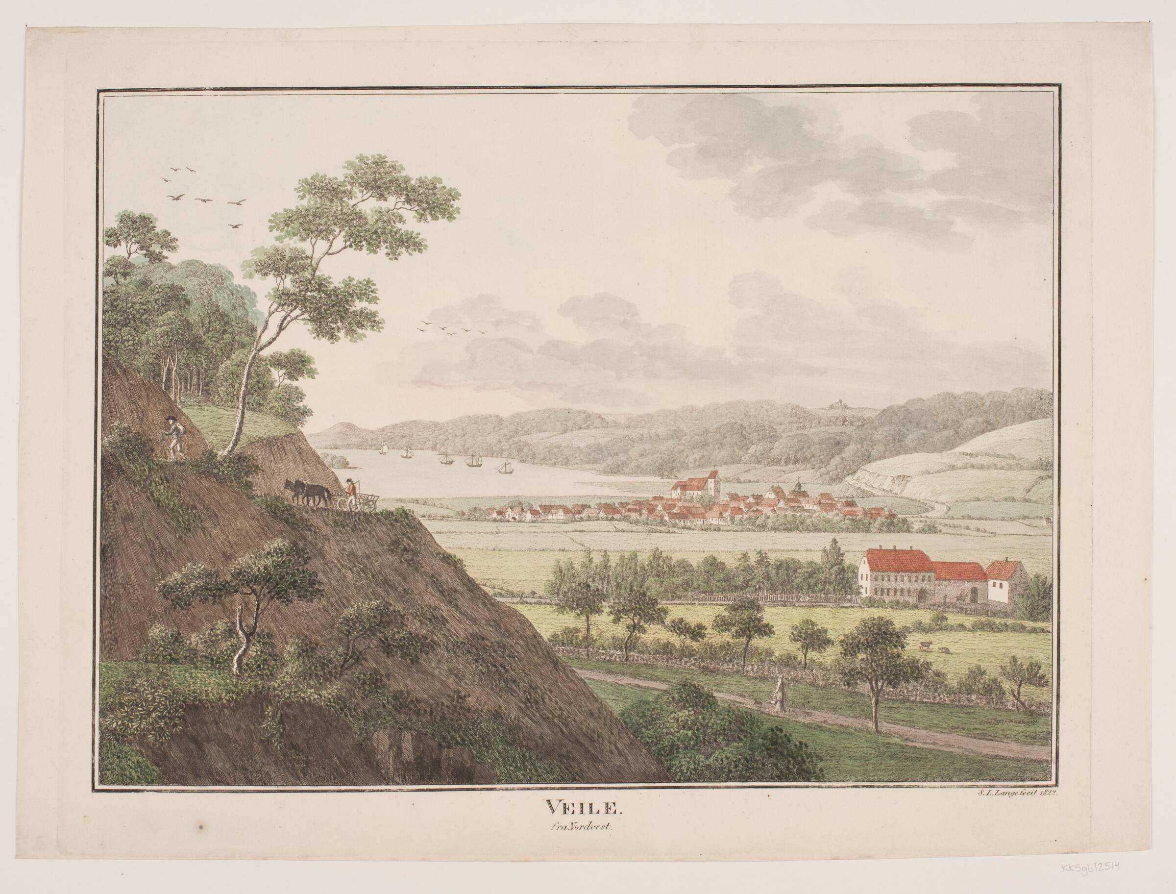 Vejle fra nordvest, Søren L. Lange, 1822
