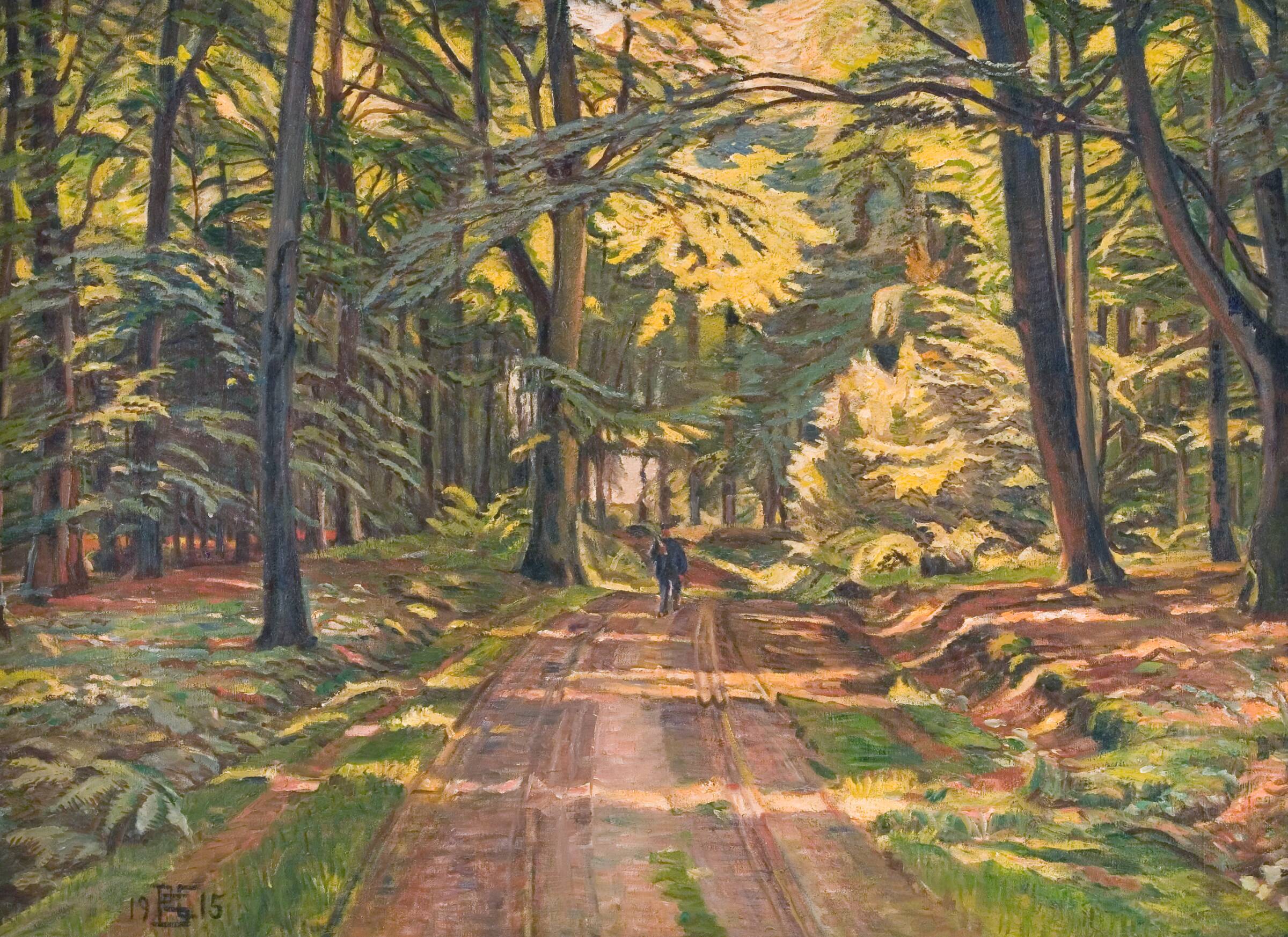 Skovvej ved Dyrnæs, Poul S. Christiansen, 1915