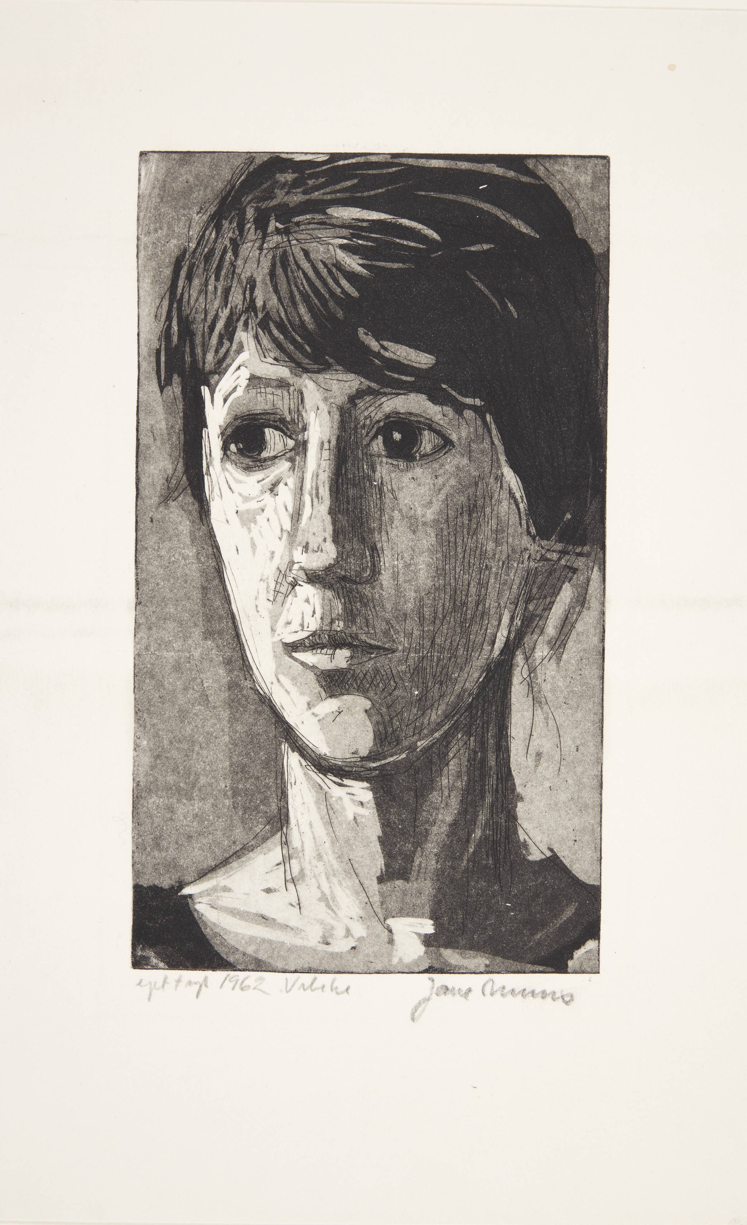 Portræt af grafikeren Vibeke Mencke Nielsen, Jane Muus, 1962