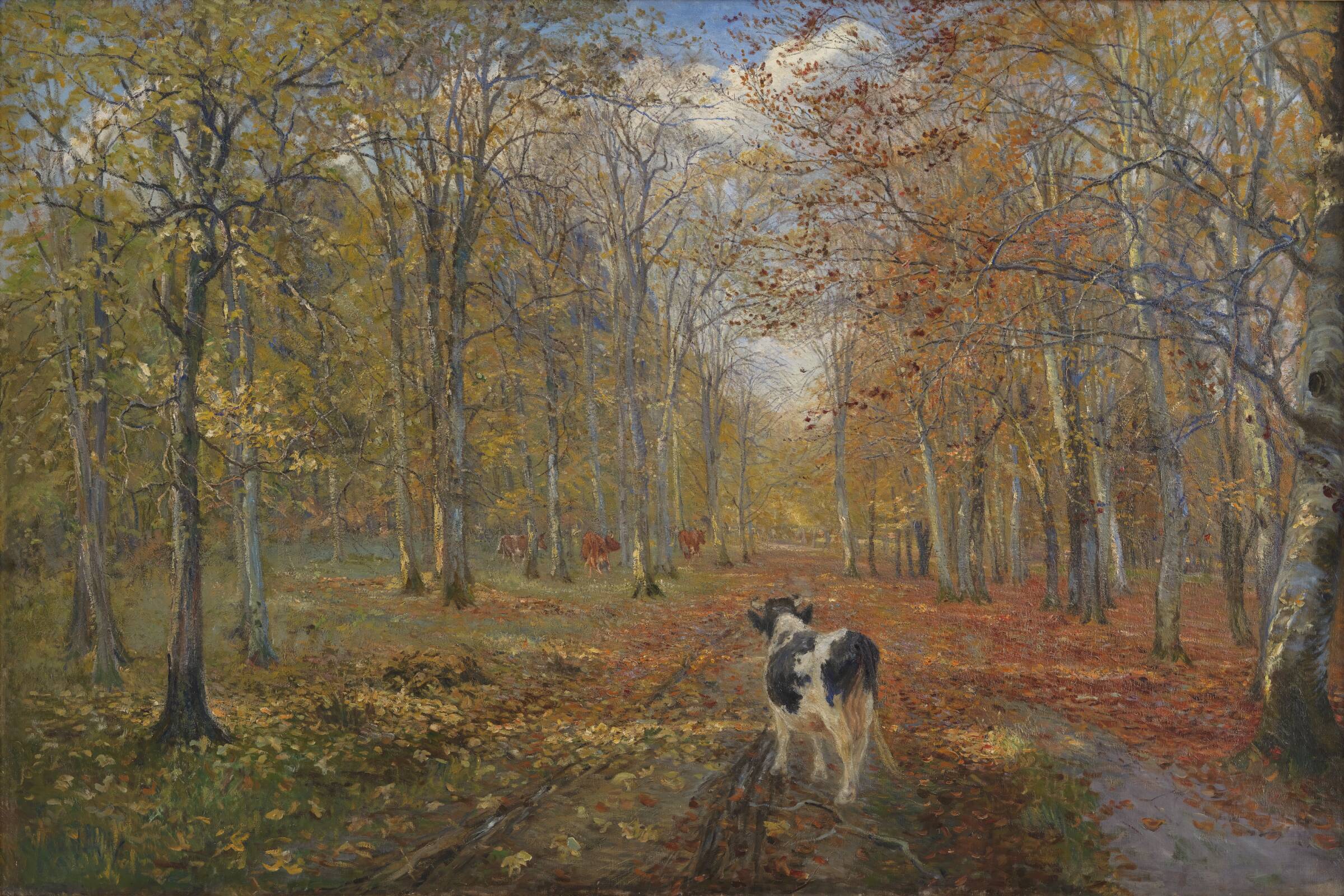 En vej i Dyrehaven. Efterår, Theodor Philipsen, 1889