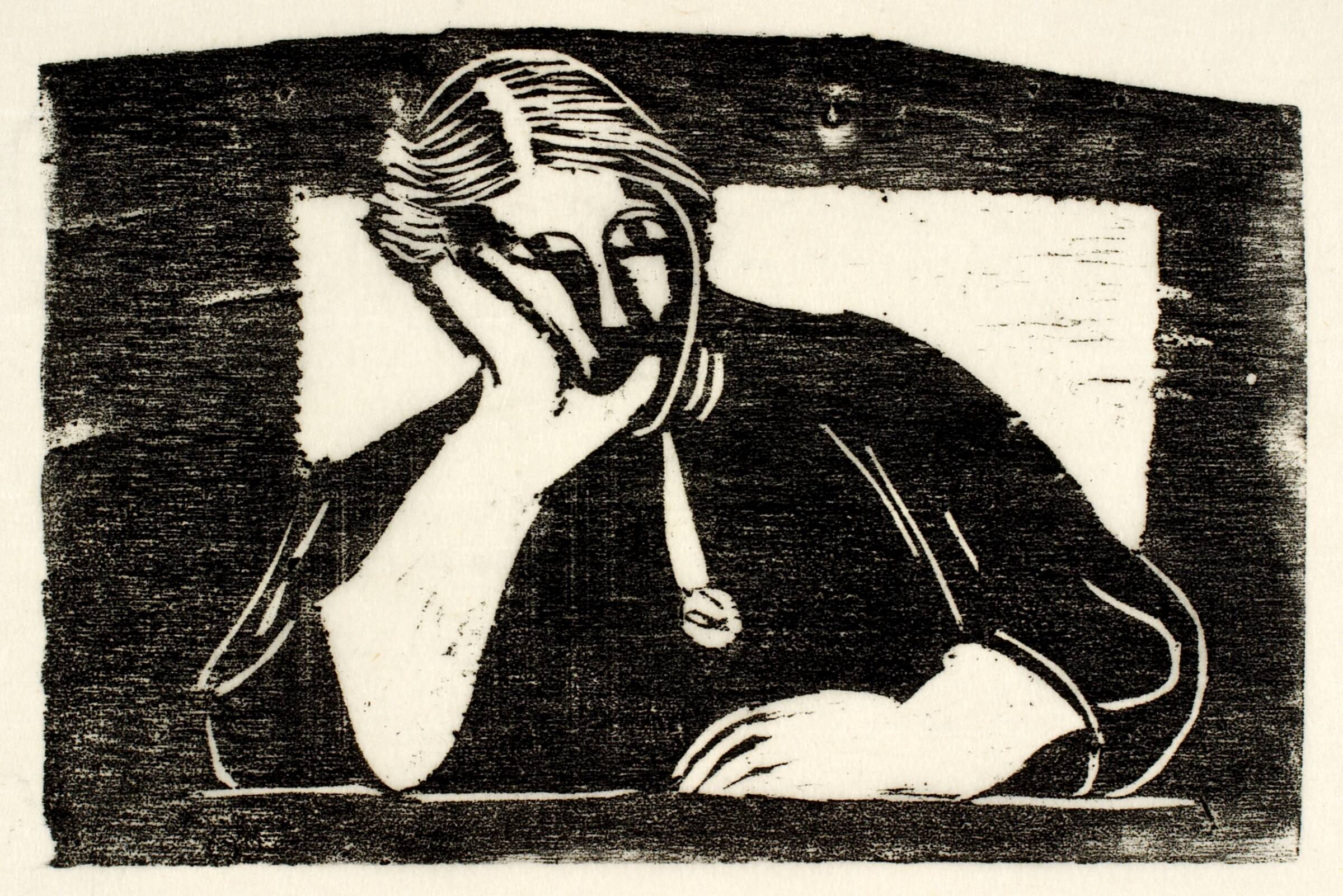 Kvinde med hovedet støttet til højre hånd, Olivia Holm-Møller, 1875-1970