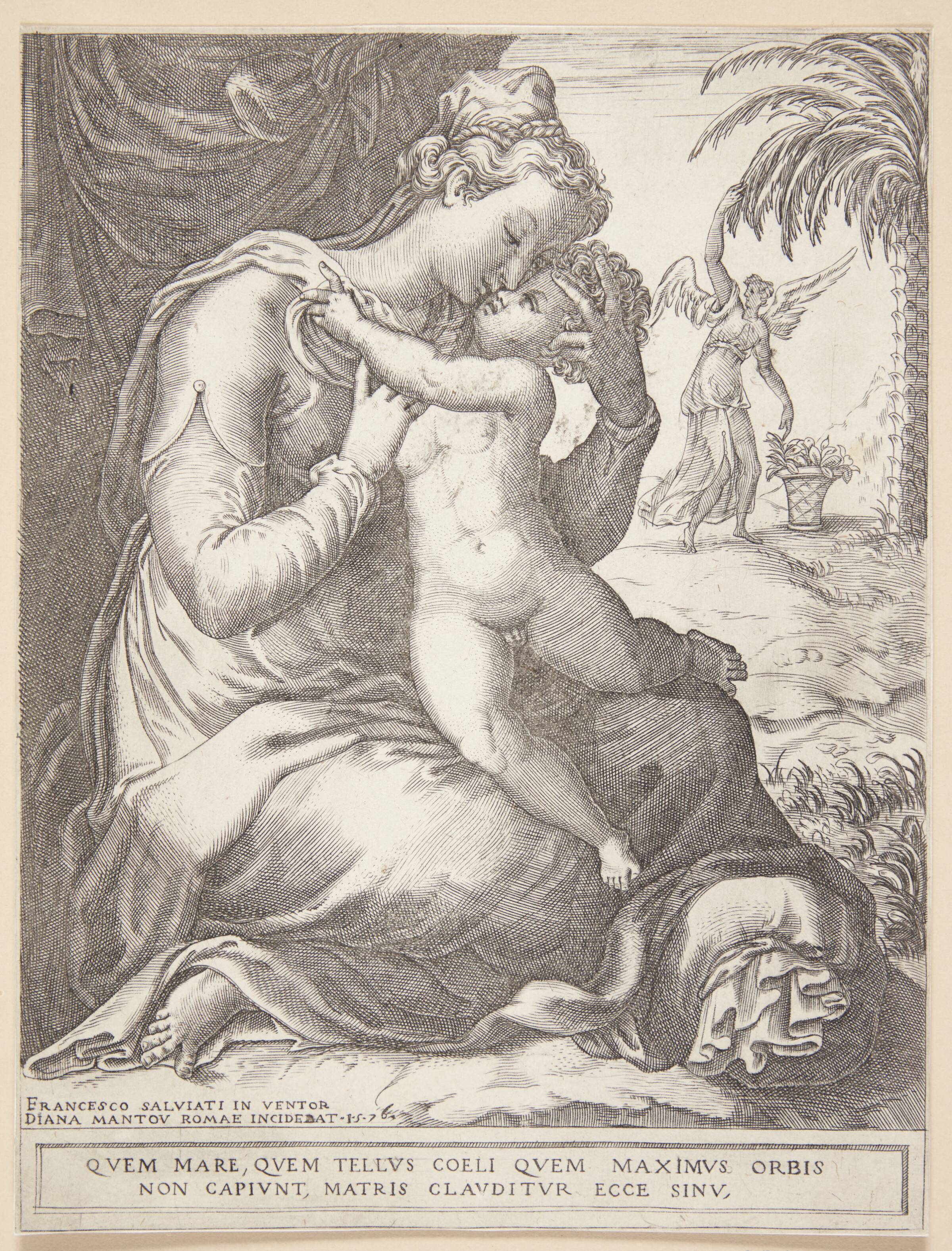 Jomfru Maria med barnet, Diana Scultori, 1576