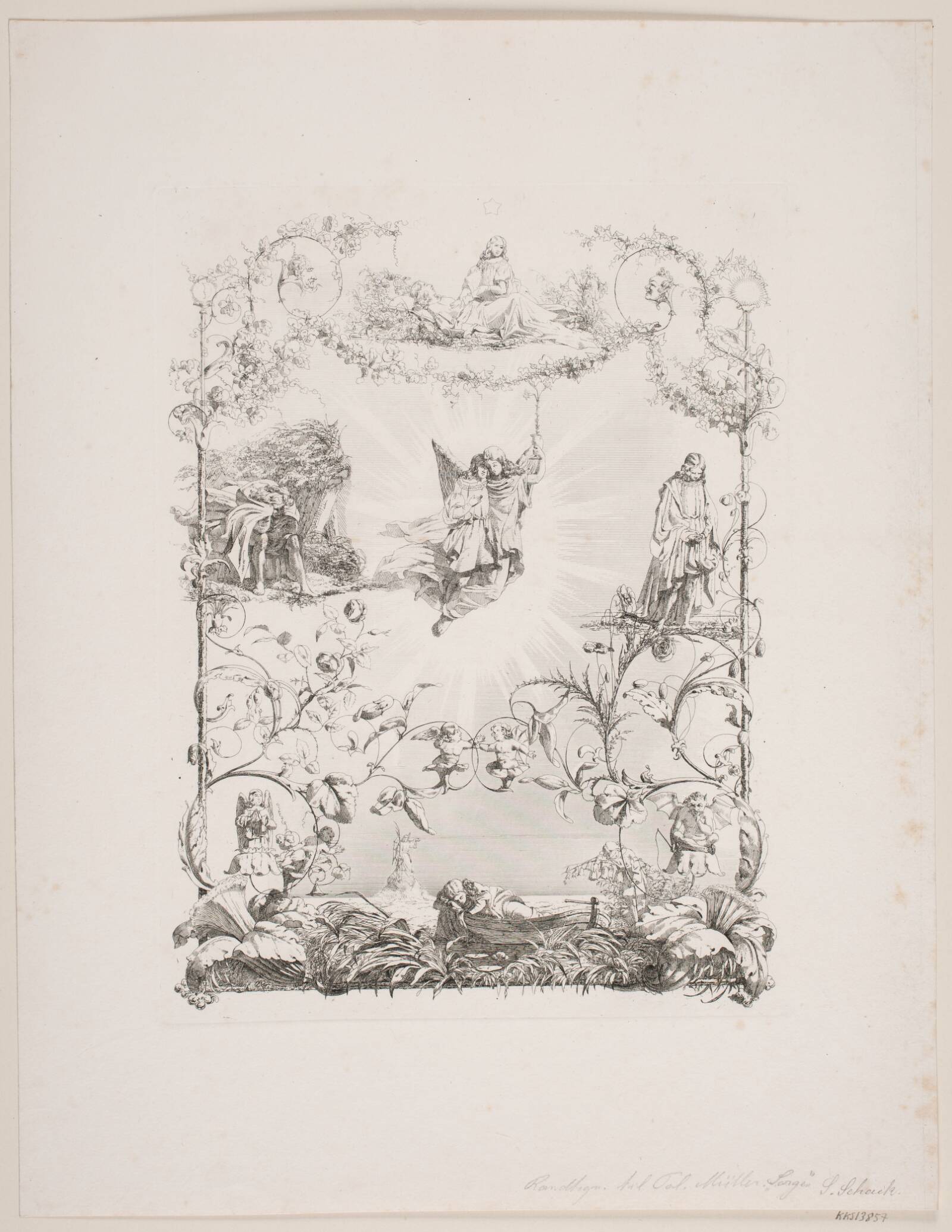 Randtegning til Paludan-Müller: Sorgen, Sophus Schack, 1852