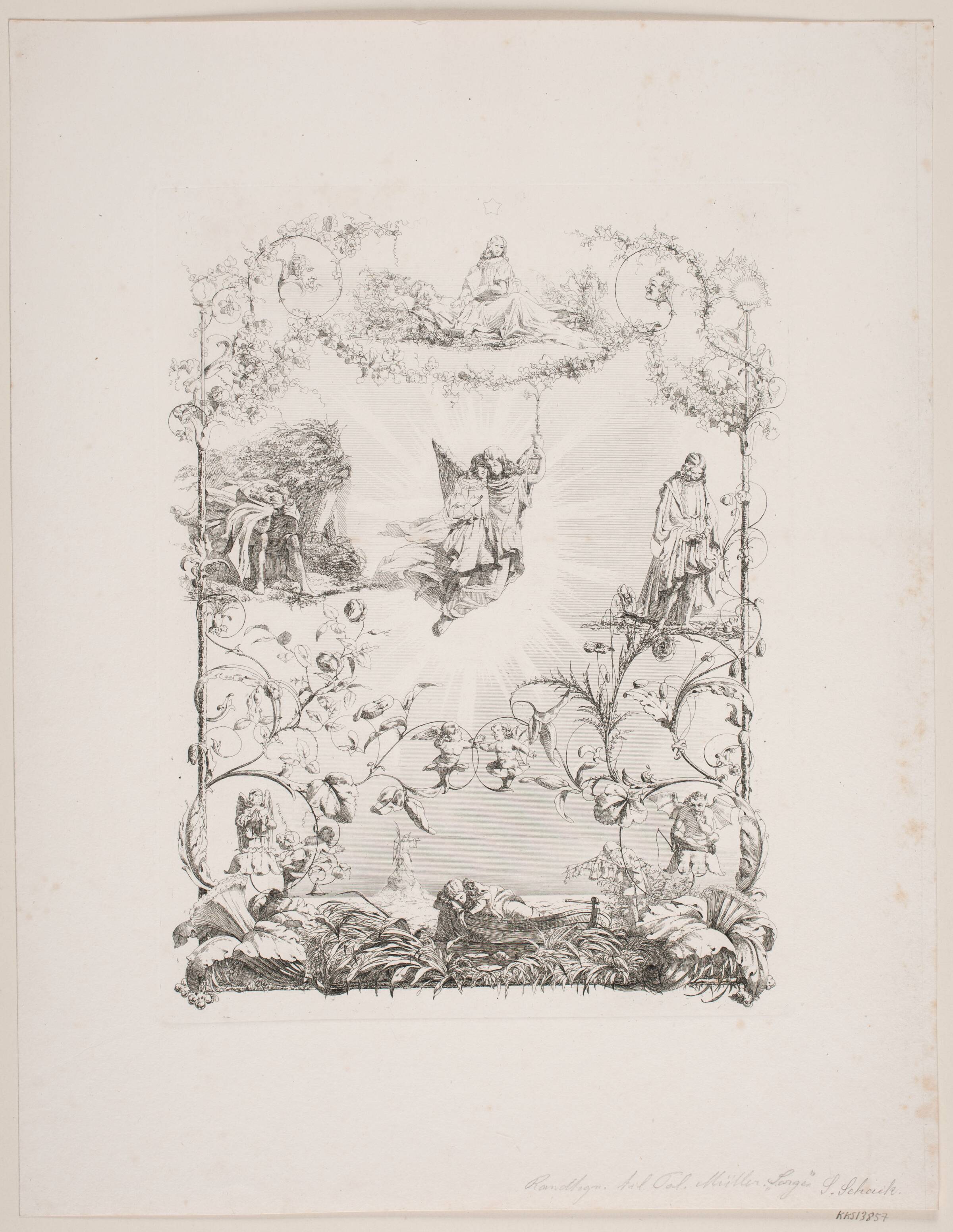 Randtegning til Paludan-Müller: Sorgen, Sophus Schack, 1852
