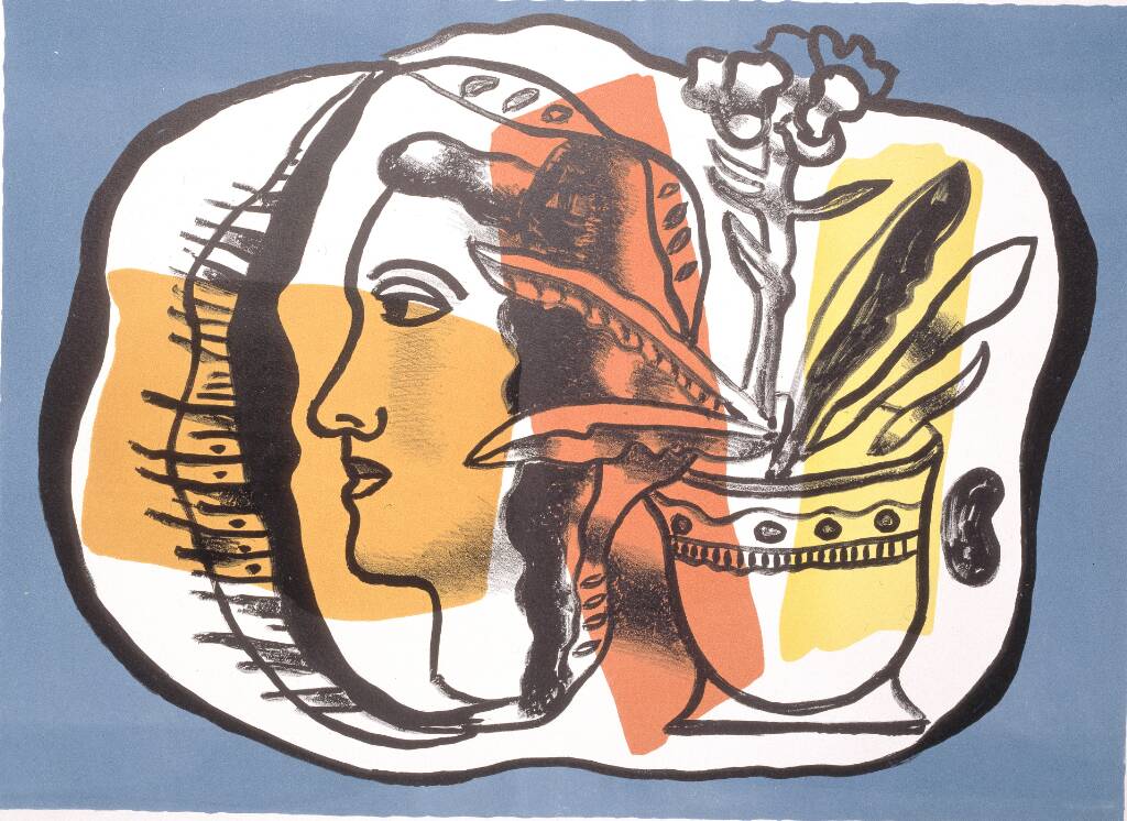 Komposition med profilhoved og potteplante, Fernand Léger, 1948-1950