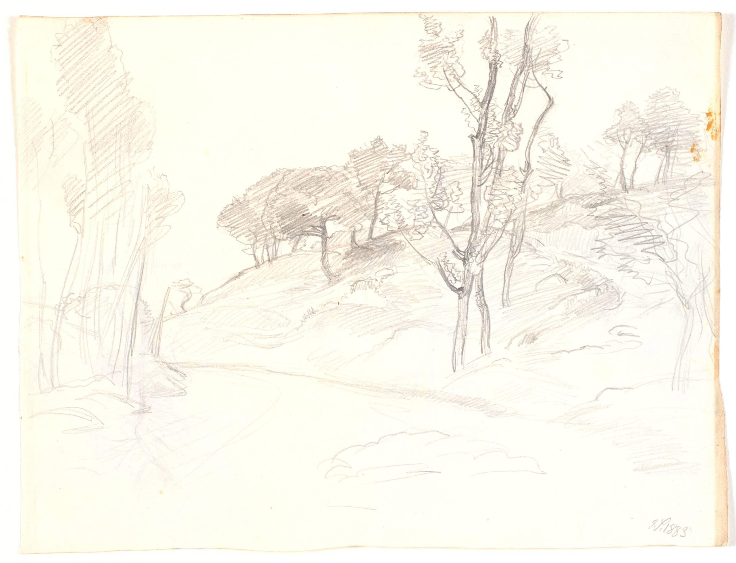 Italiensk landskab med en vej, Joakim Skovgaard, 1883