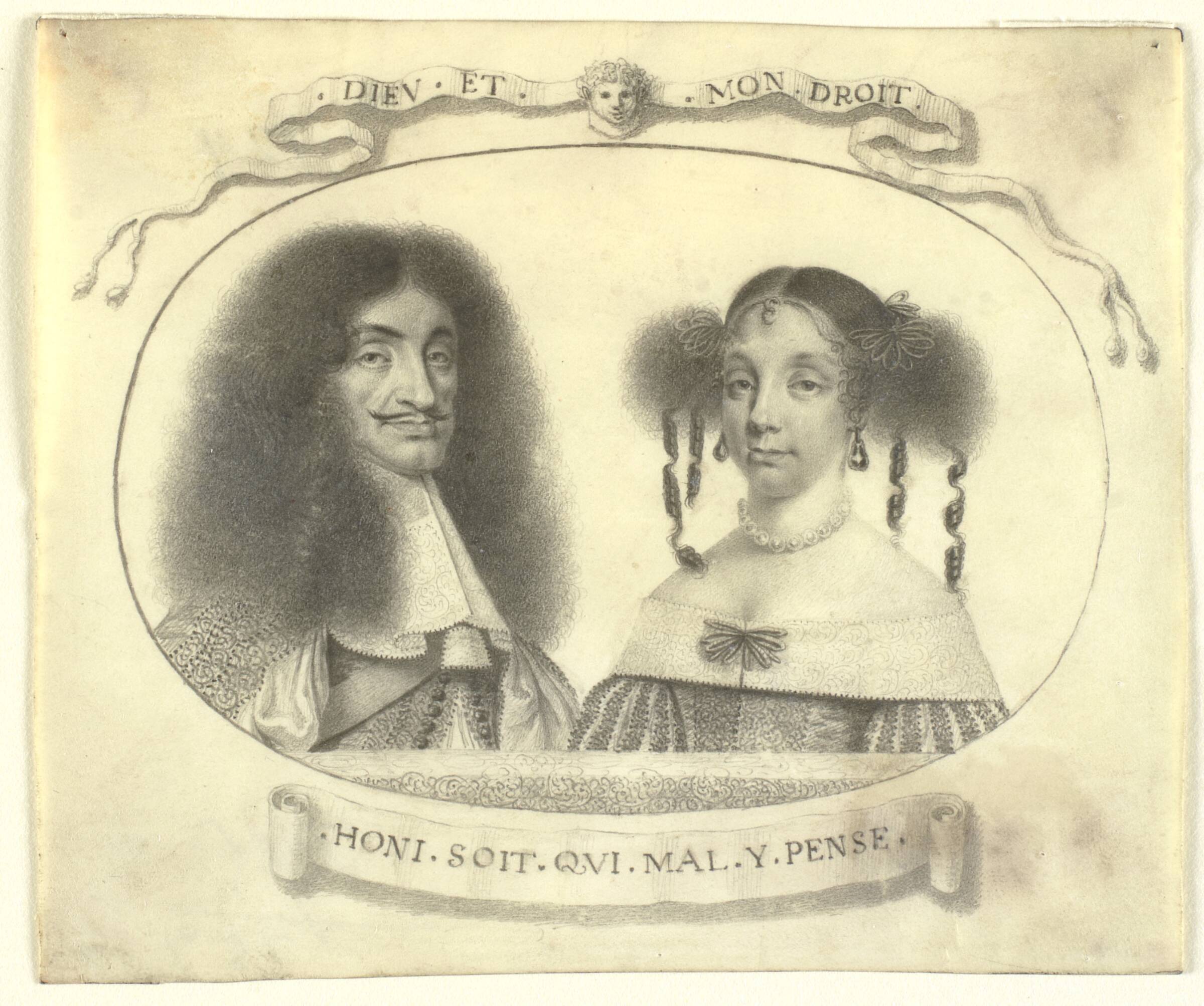 Portræt af Charles II og hans dronning Catharine af Braganza, David Loggan, 1662-1674