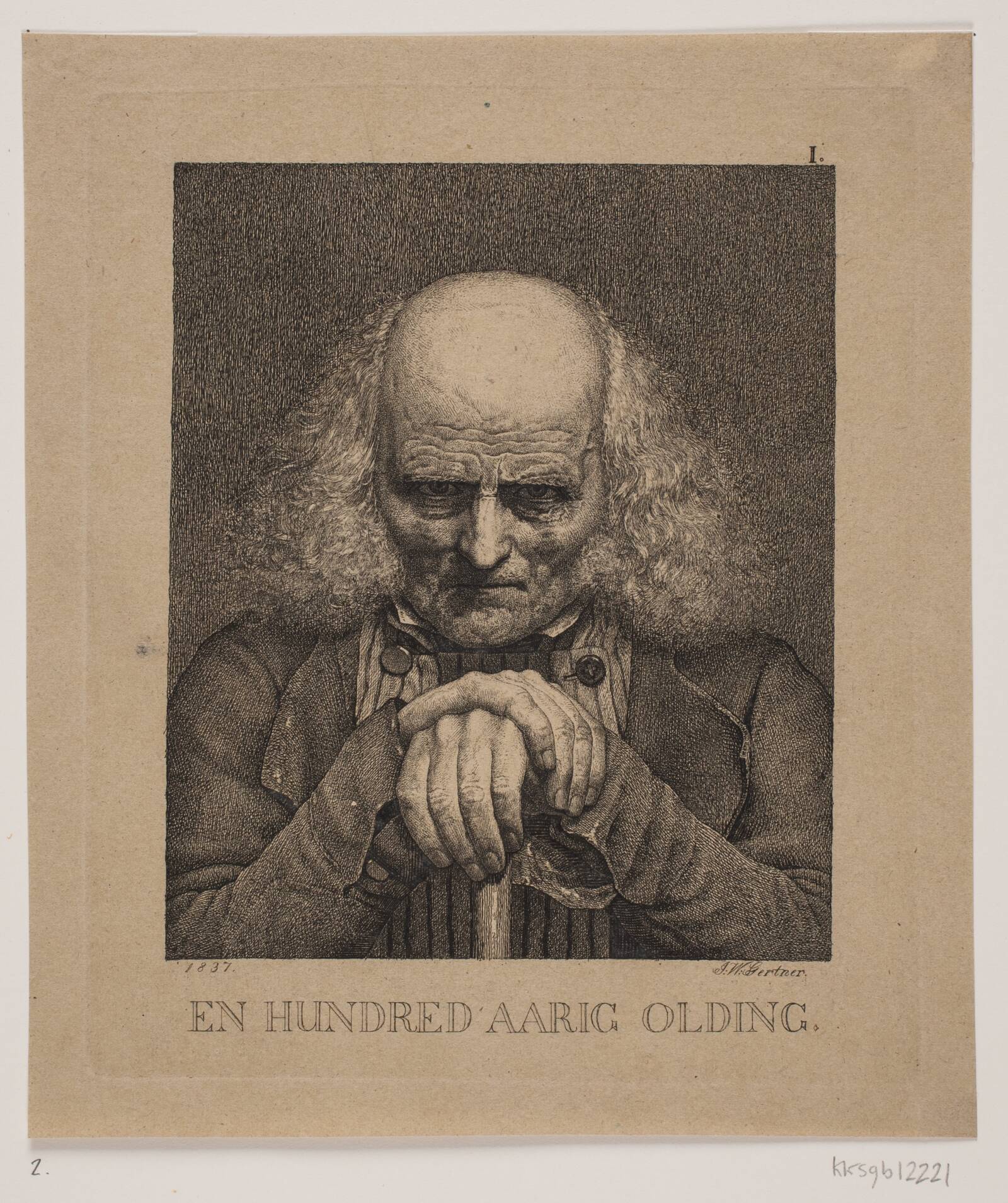 En hundredårig olding, J.V. Gertner, 1837