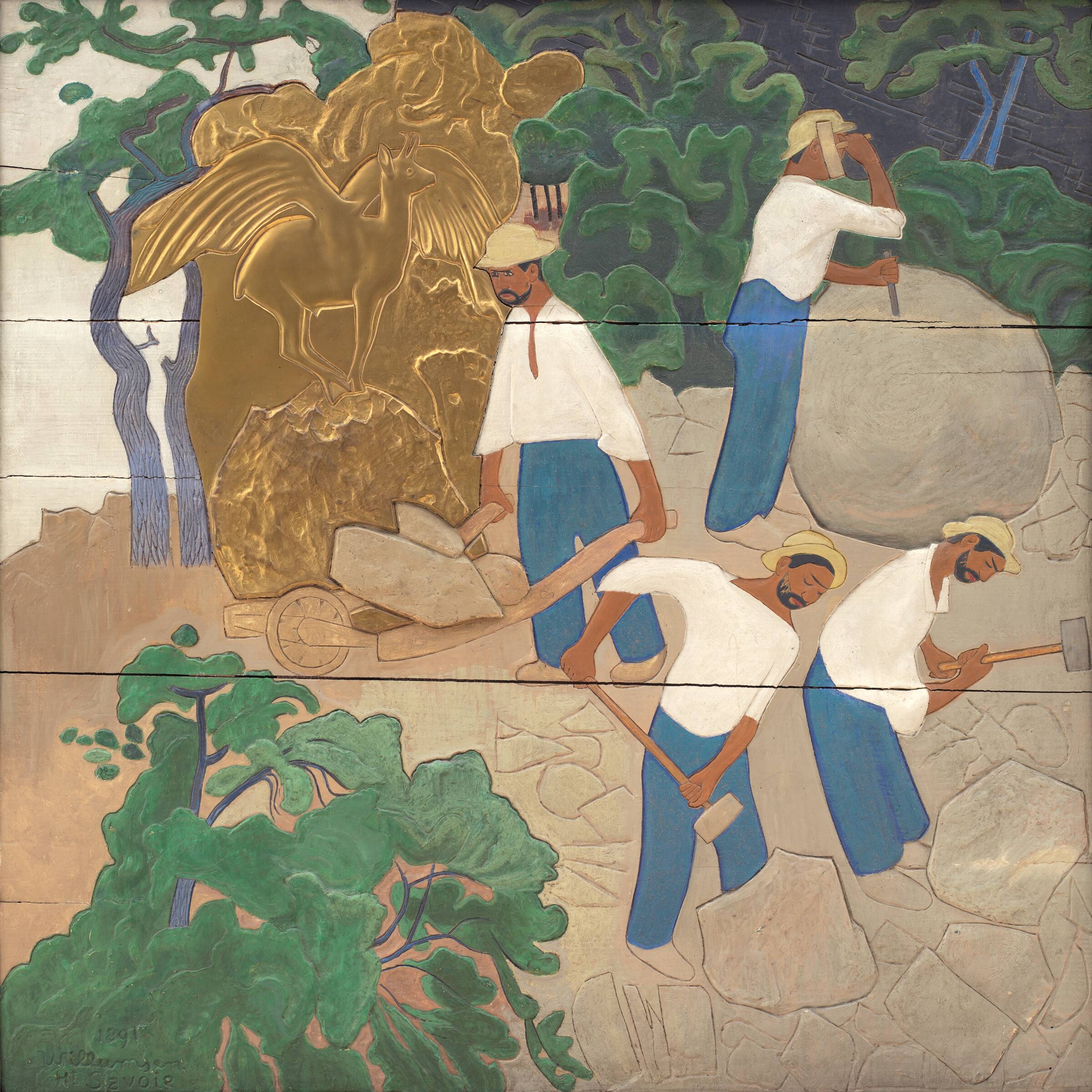 Stenbrydere i en frodig bjergegn, J.F. Willumsen, 1891