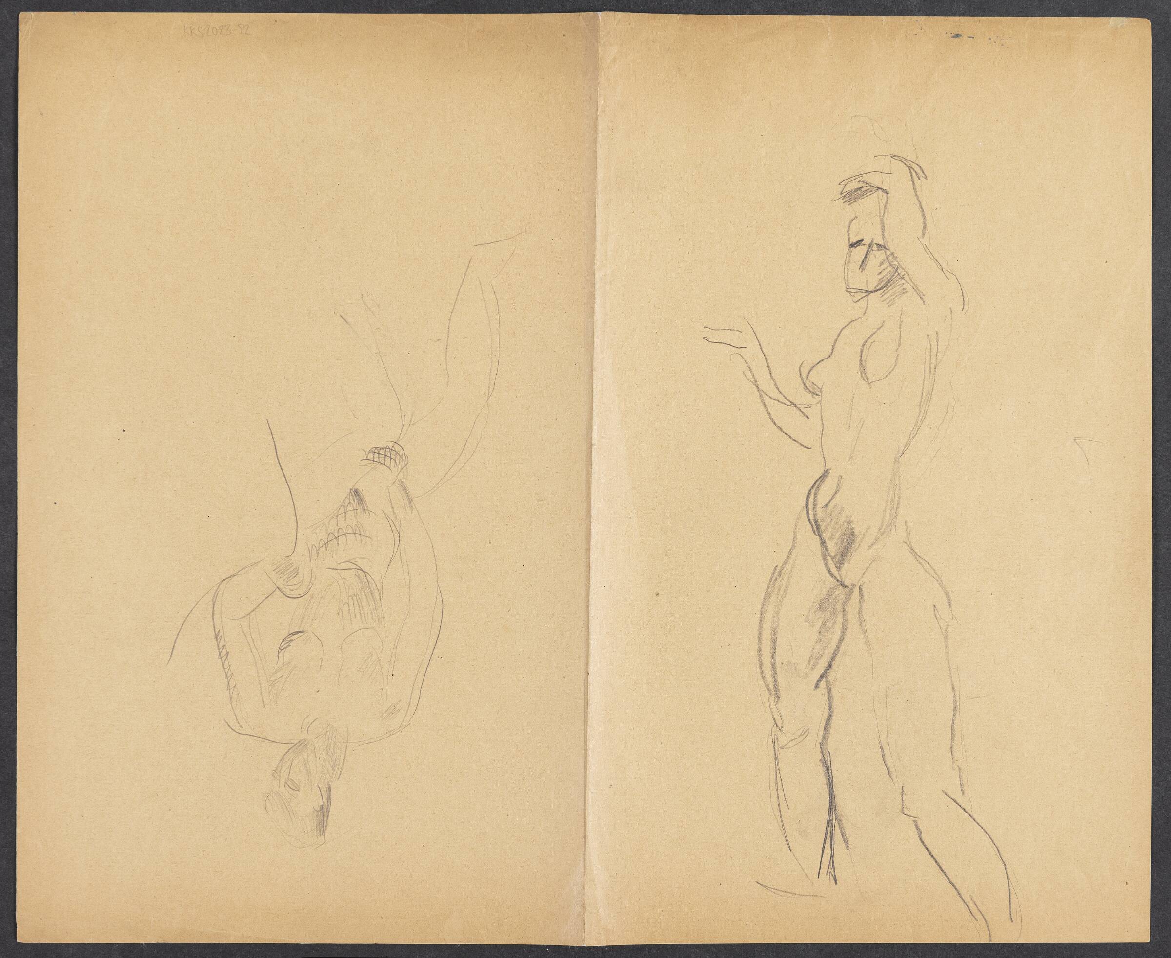 Udrevet blad fra skitsebog med modelstudier, Astrid Holm, 1876-1937
