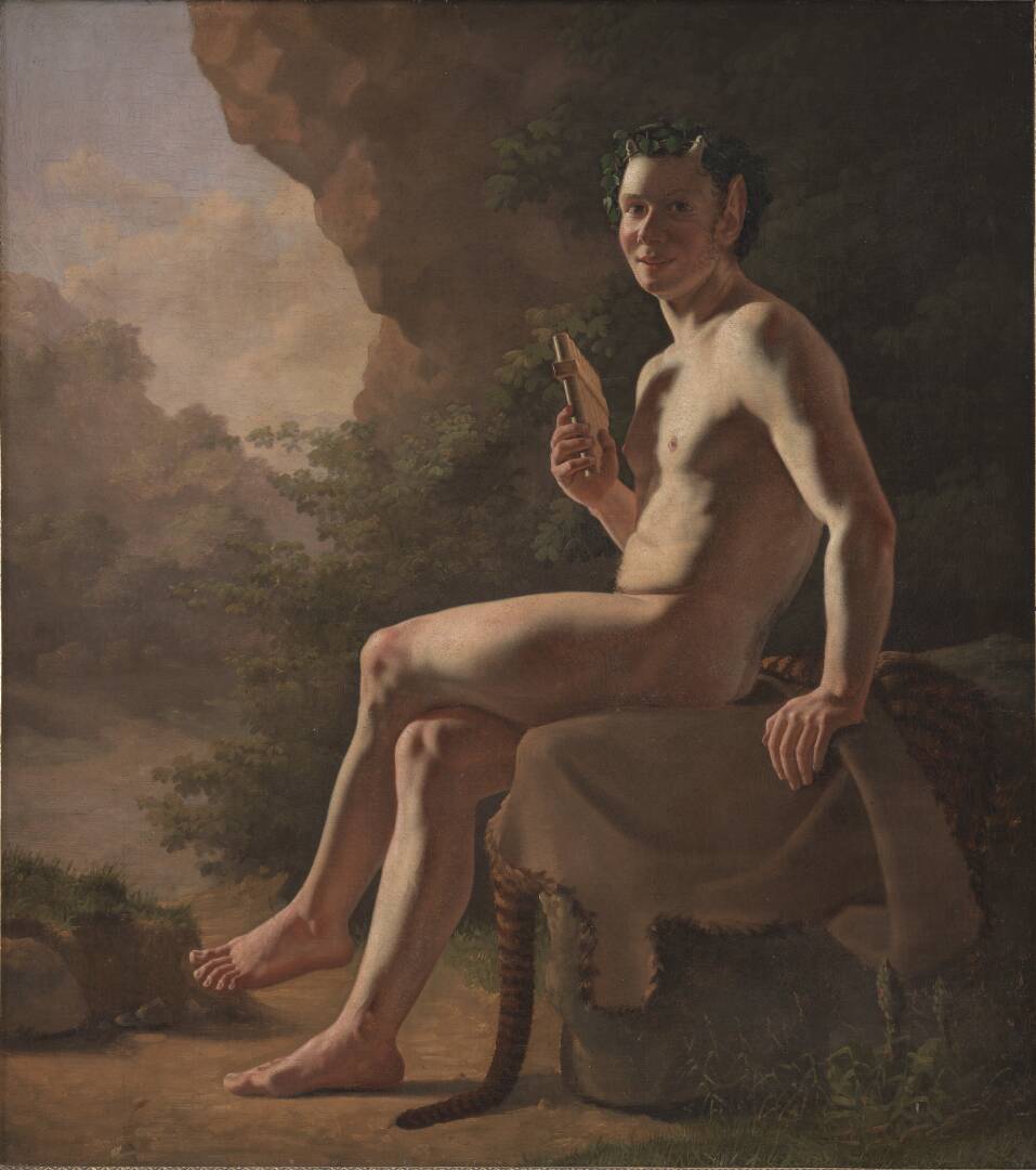 Ung Pan i en grotte. Modelfigur, by Wilhelm Bendz, 1825