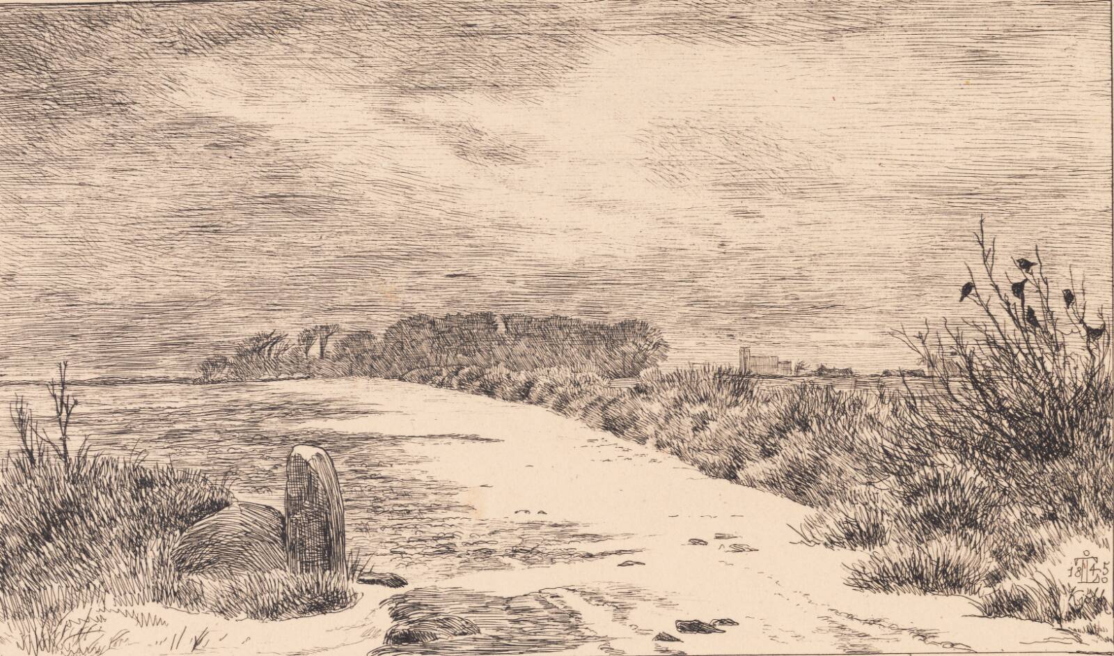 Ved Himlingøje, Vinterlandskab, Johan Thomas Lundbye, 1845