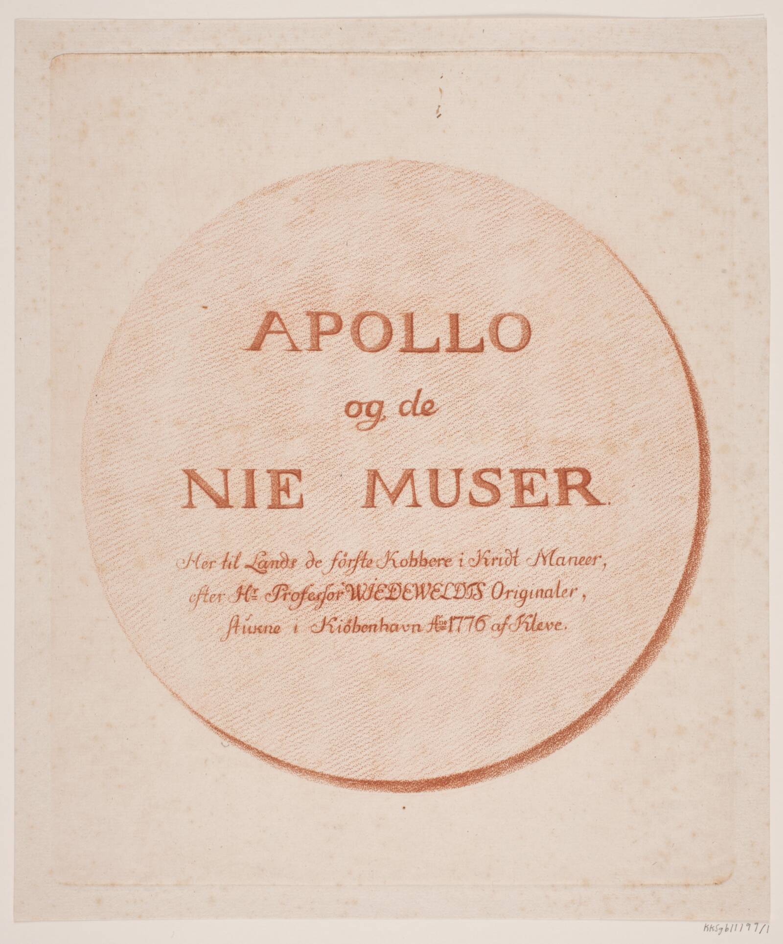 Titelblad til Apollo og de ni muser, Terkel Kleve, 1776