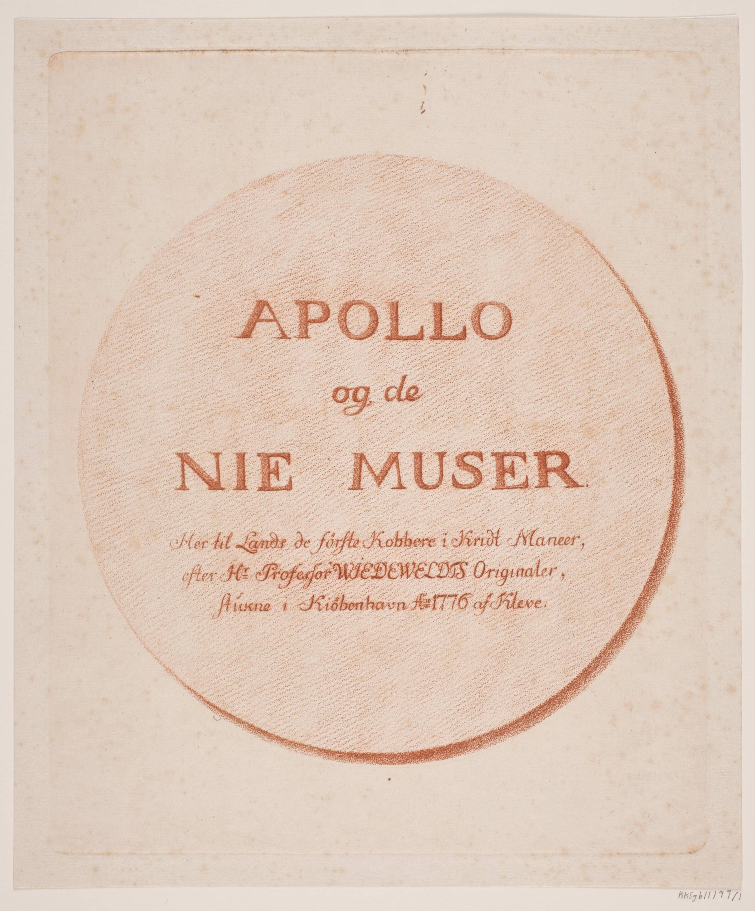 Titelblad til Apollo og de ni muser, Terkel Kleve, 1776