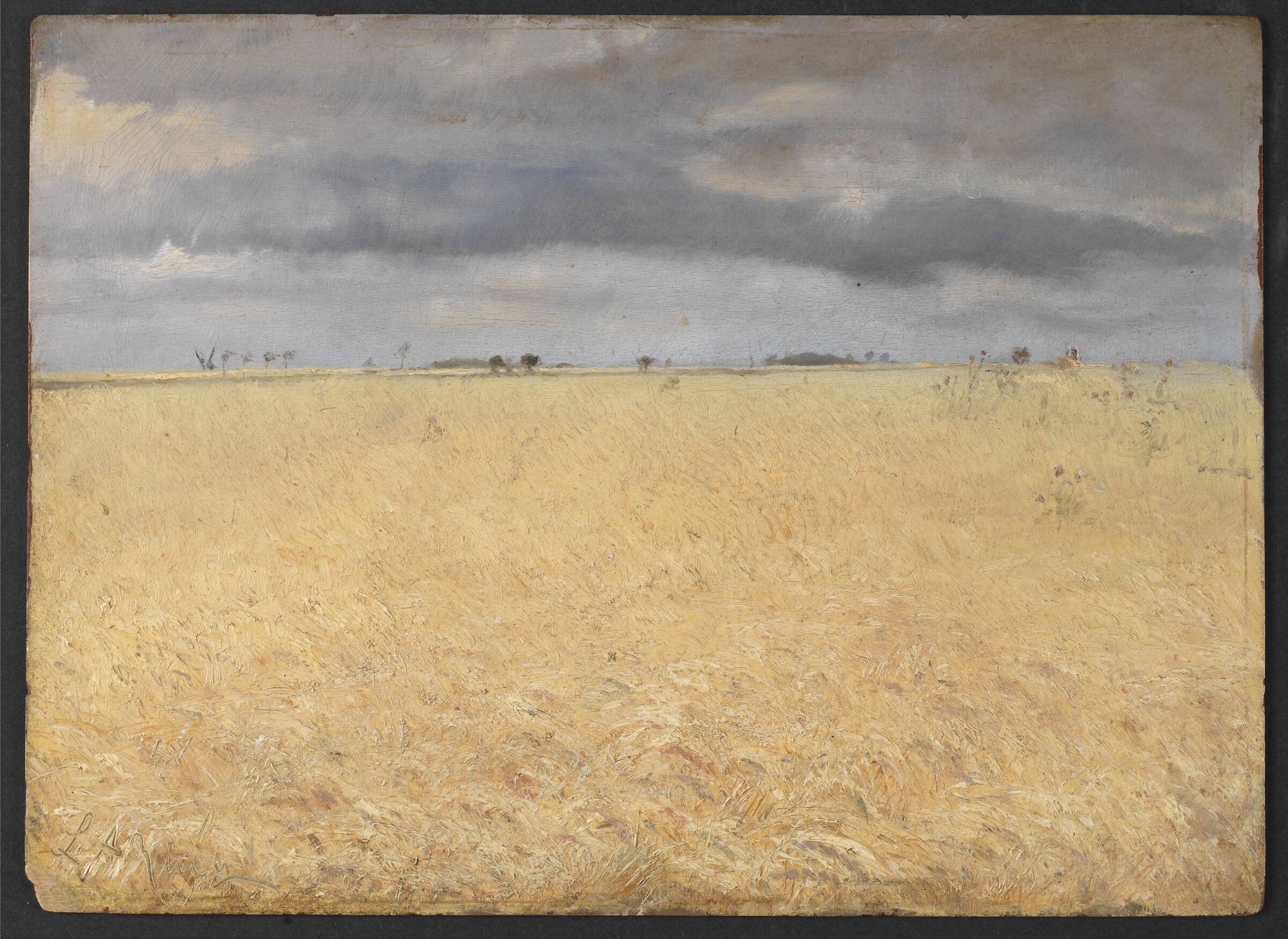 En rugmark ved landsbyen Ring, L.A. Ring, 1887