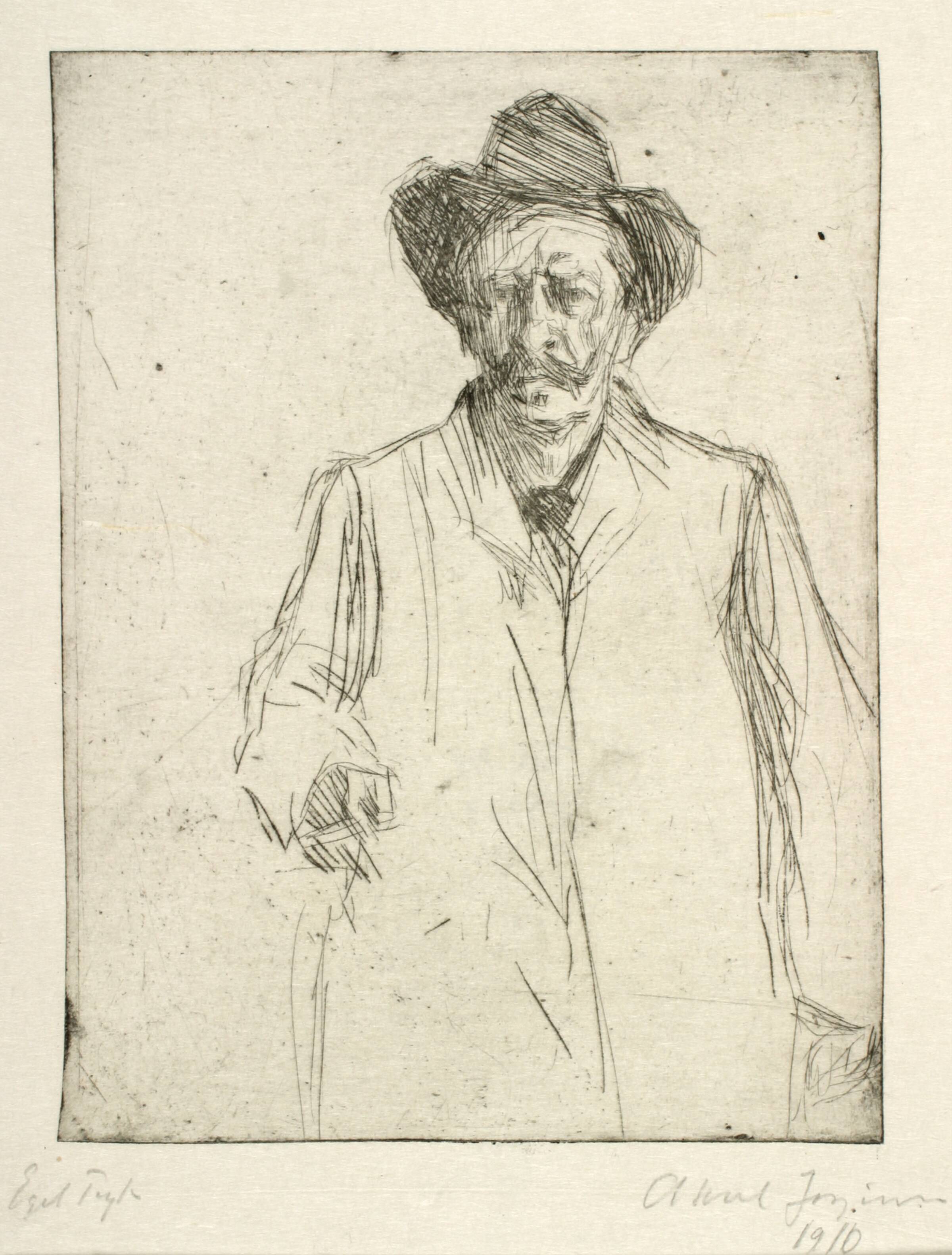 Restauratør Lorry Feilberg med hat, Aksel Jørgensen, 1910