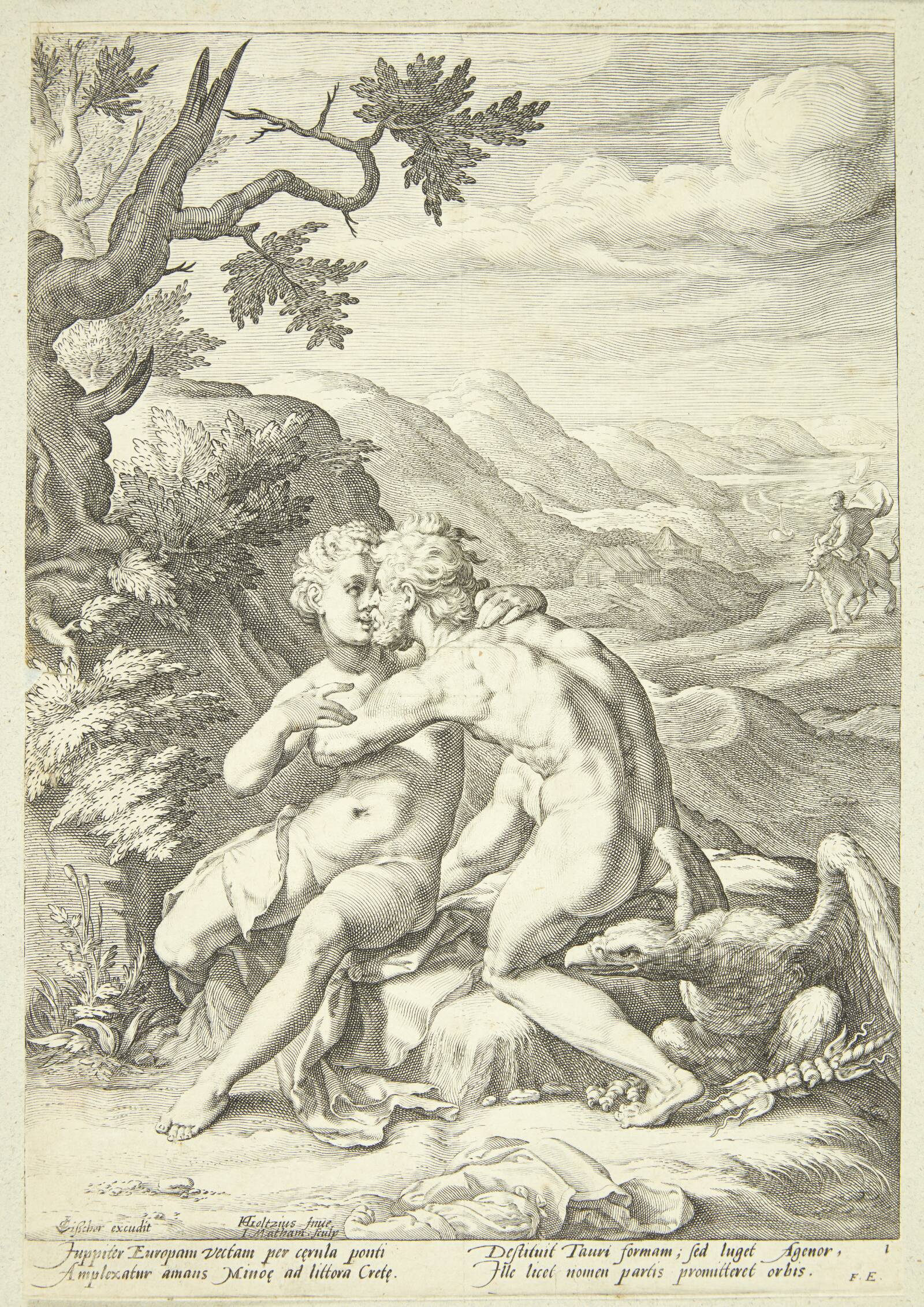 Jupiter og Europa, Jacob Matham, 1588-1591