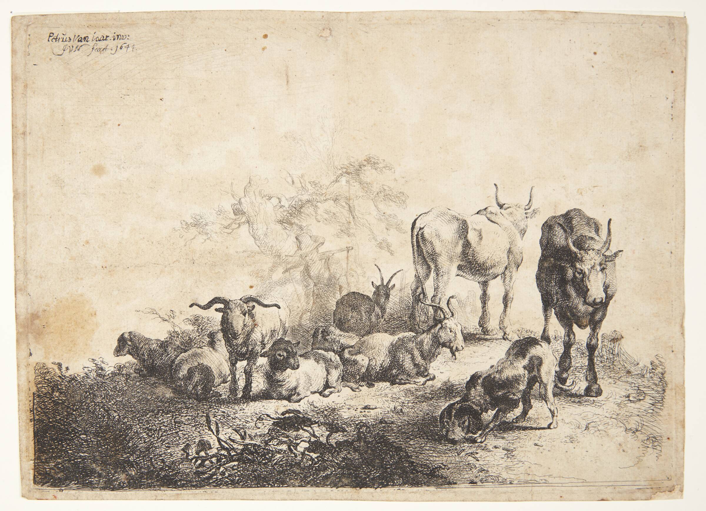 Landskab med kvæg og en malkepige, Jan van Noordt, 1644