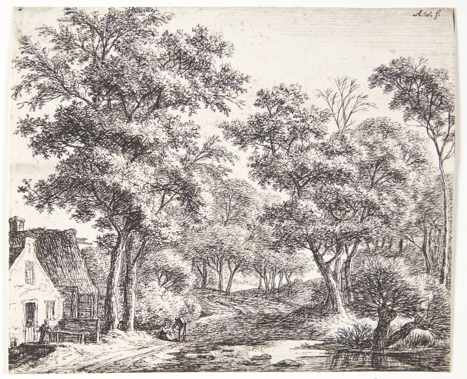 Kvinde på en lille bro, Anthonie Waterloo, 1610-1690