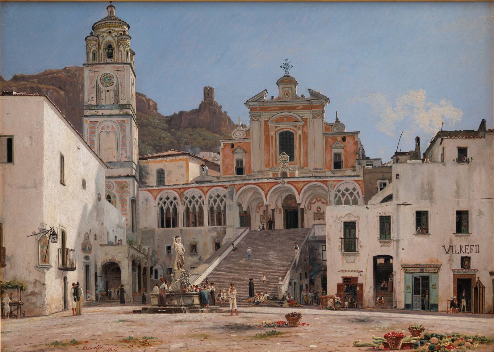Parti af torvet i Amalfi, Martinus Rørbye, 1835
