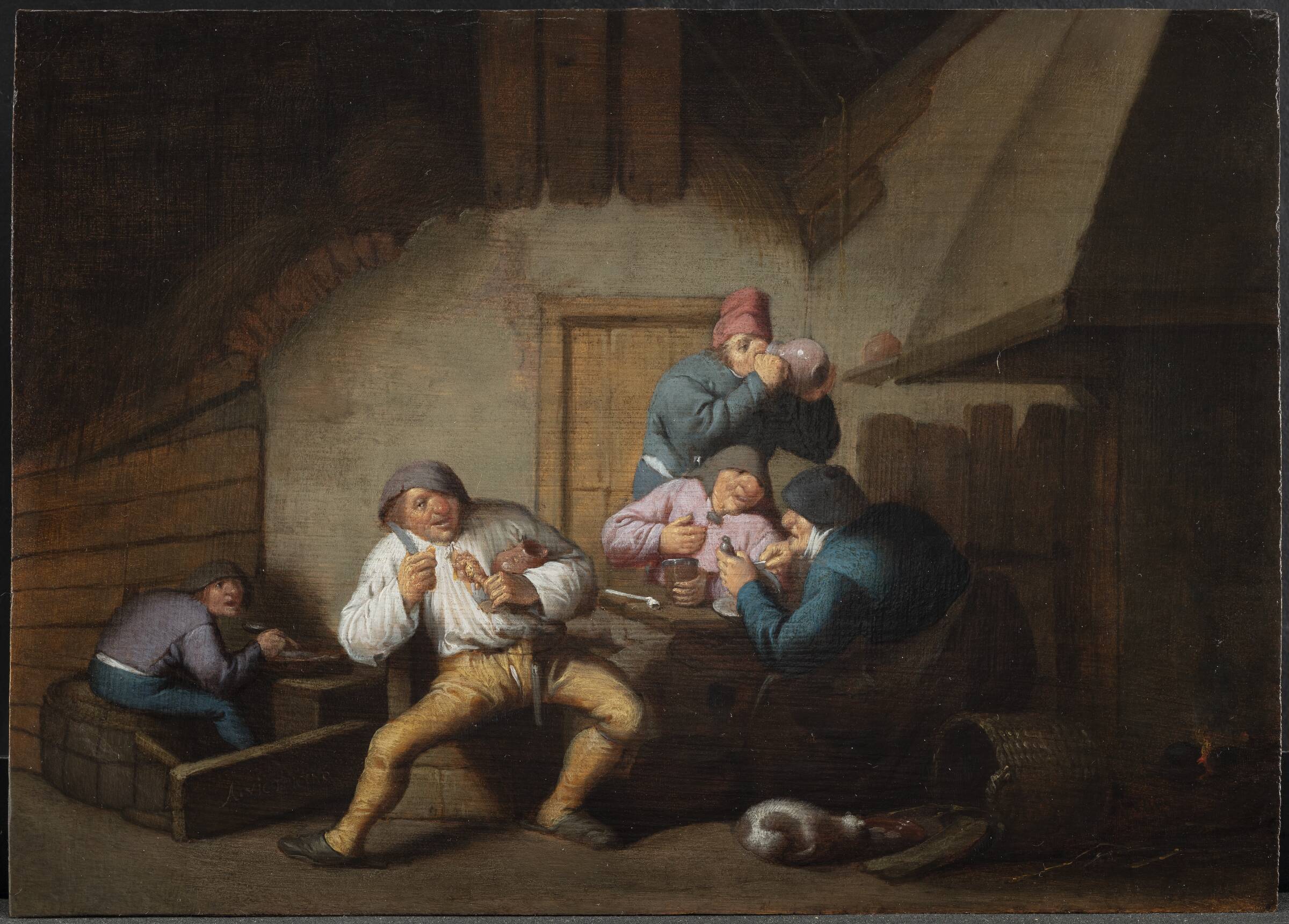 Bønder ved et bord. De fem sanser: Smagssansen, Anthonie Victoryns, 1637-1656
