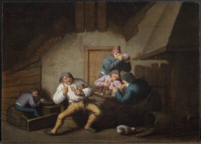 Bønder ved et bord. De fem sanser: Smagssansen