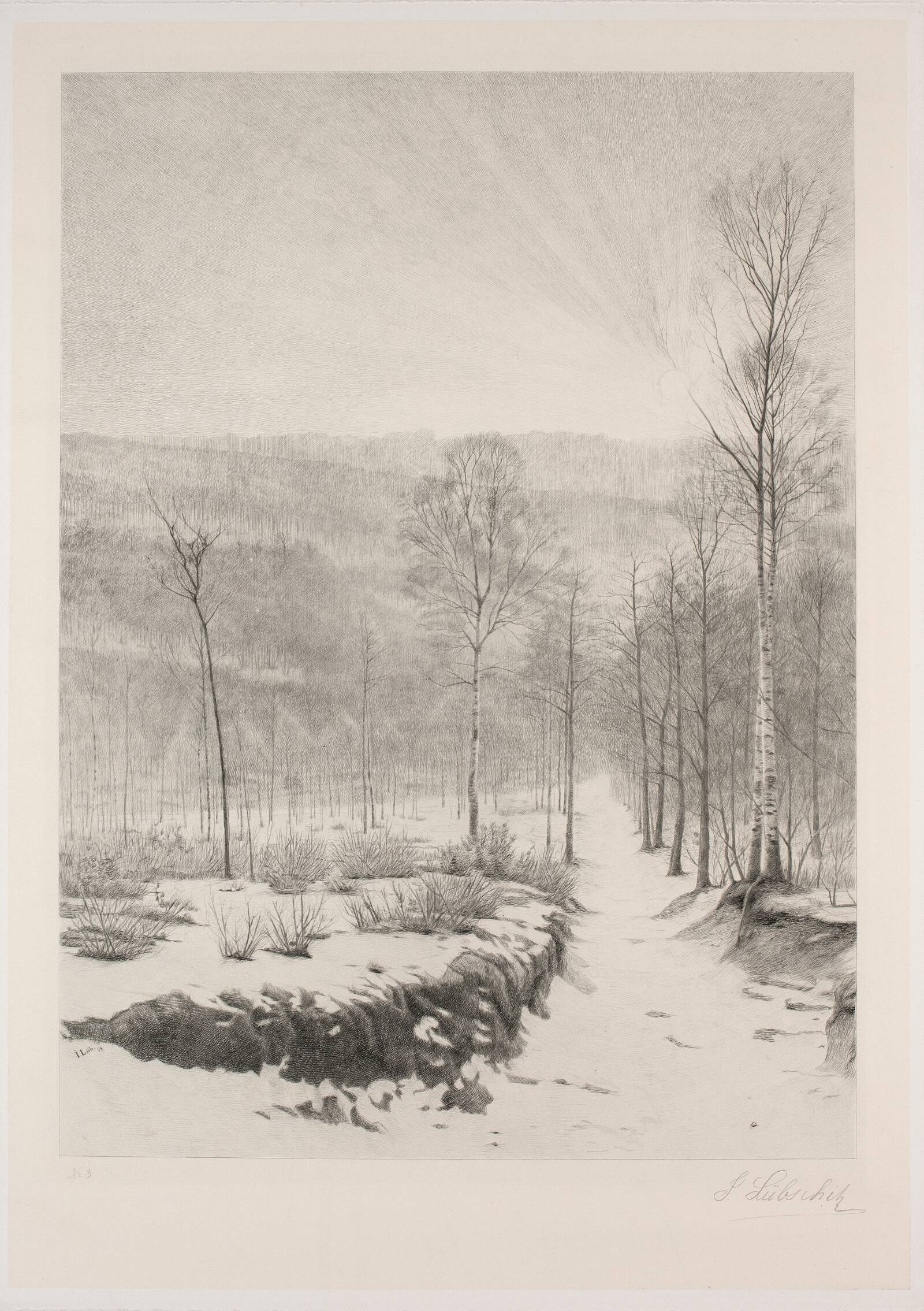 Fransk vinterlandskab, John Lübschitz, 1882