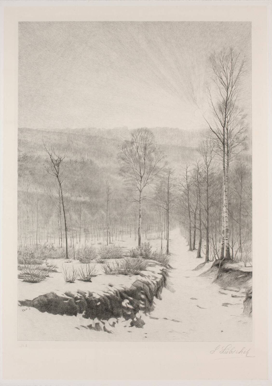 Fransk vinterlandskab, by John Lübschitz, 1882