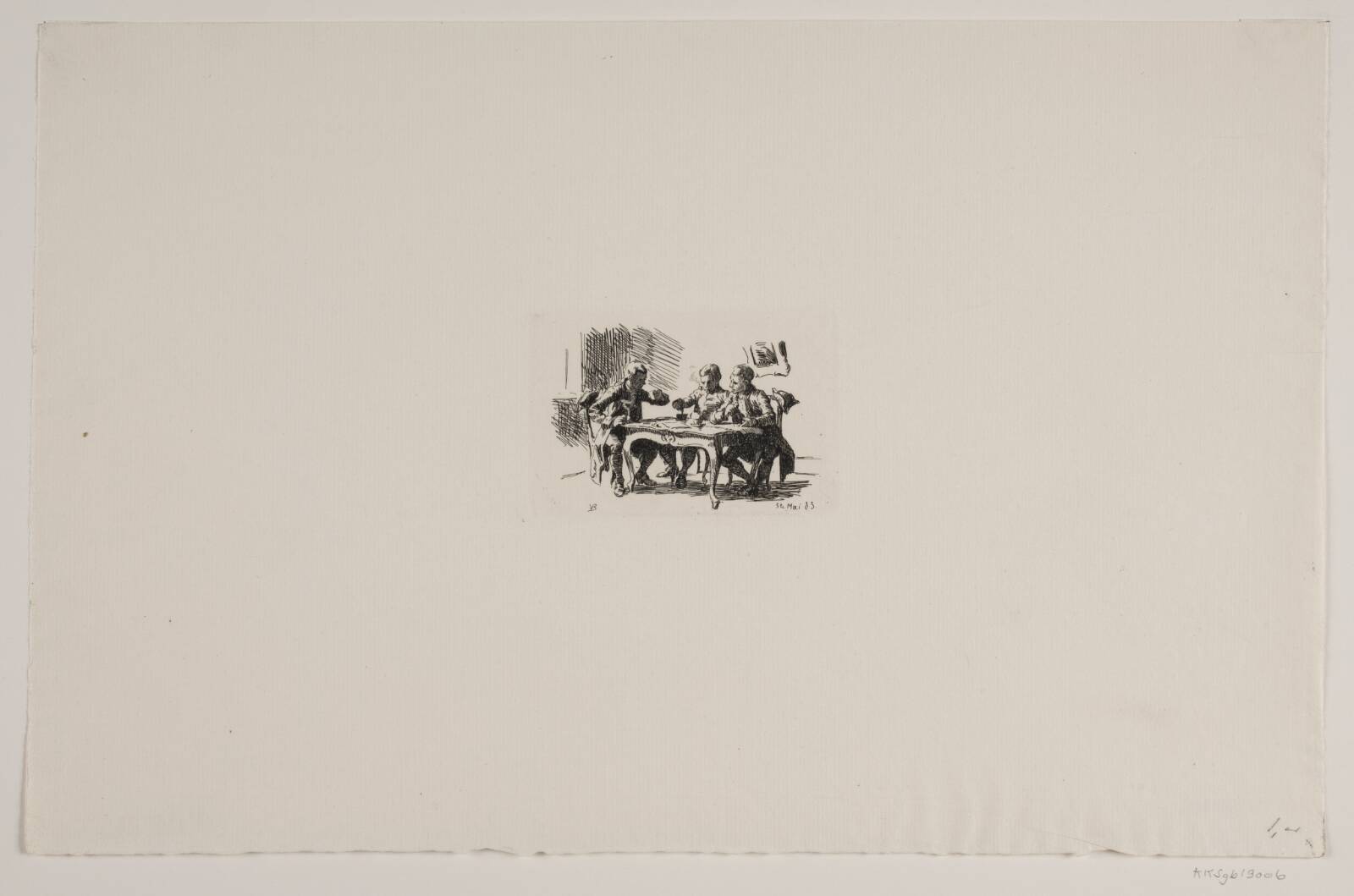 Interiør med tre figurer, G.V. Blom, 1883