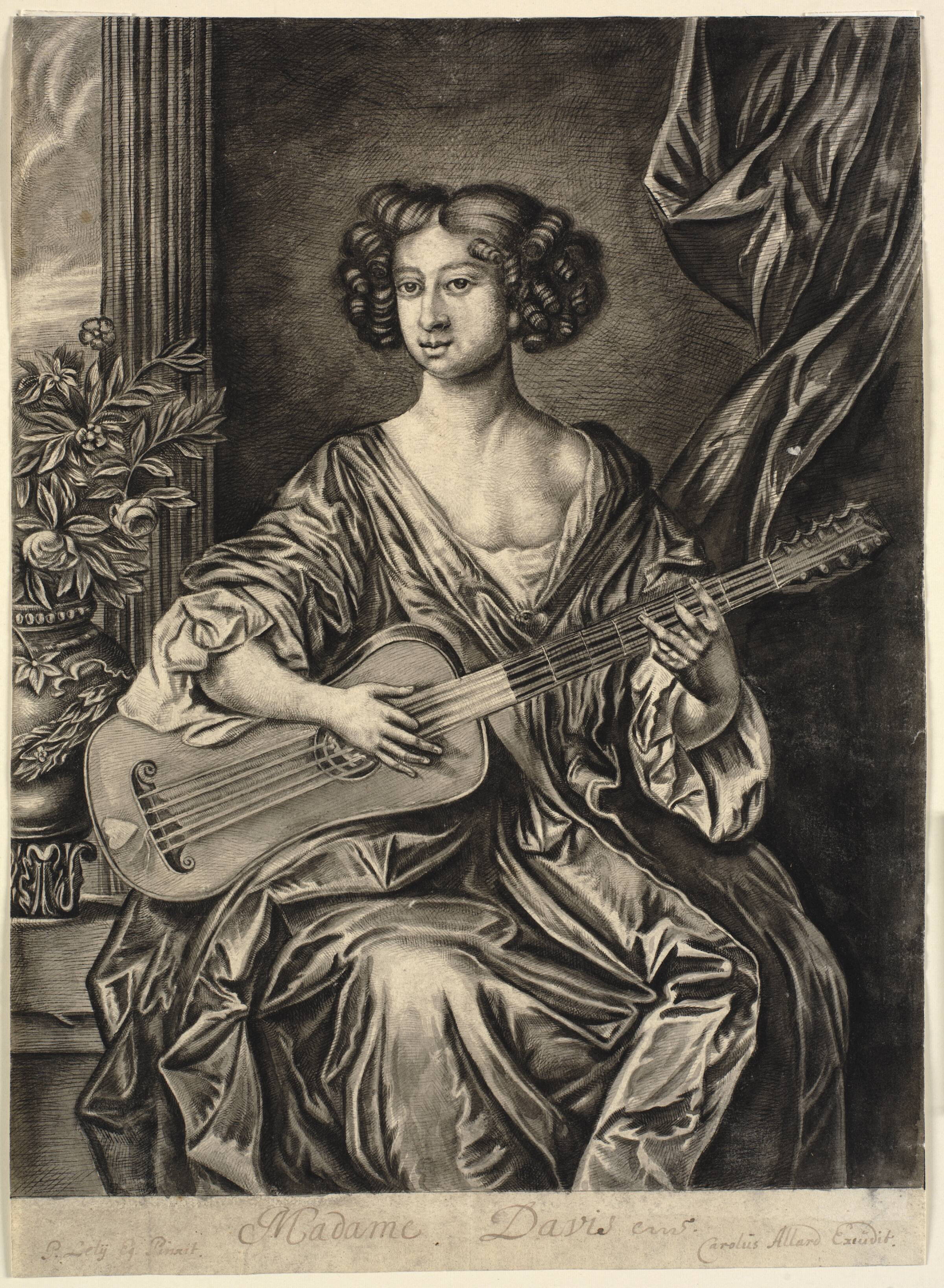 Kvinde med guitar. "Madame Davis" efter Sir Peter Lely's portræt af Mary Davies fra 1674, Thomas Watson, 1748-1781