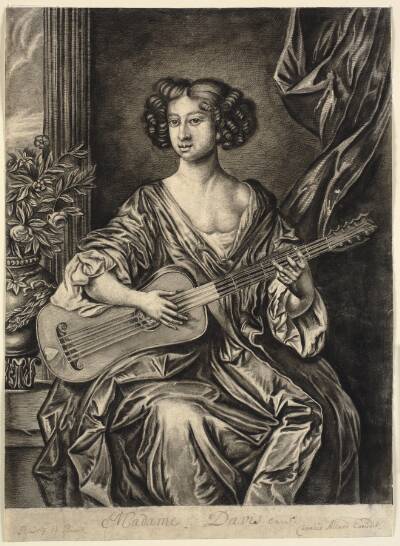 Kvinde med guitar. "Madame Davis" efter Sir Peter Lely's portræt af Mary Davies fra 1674