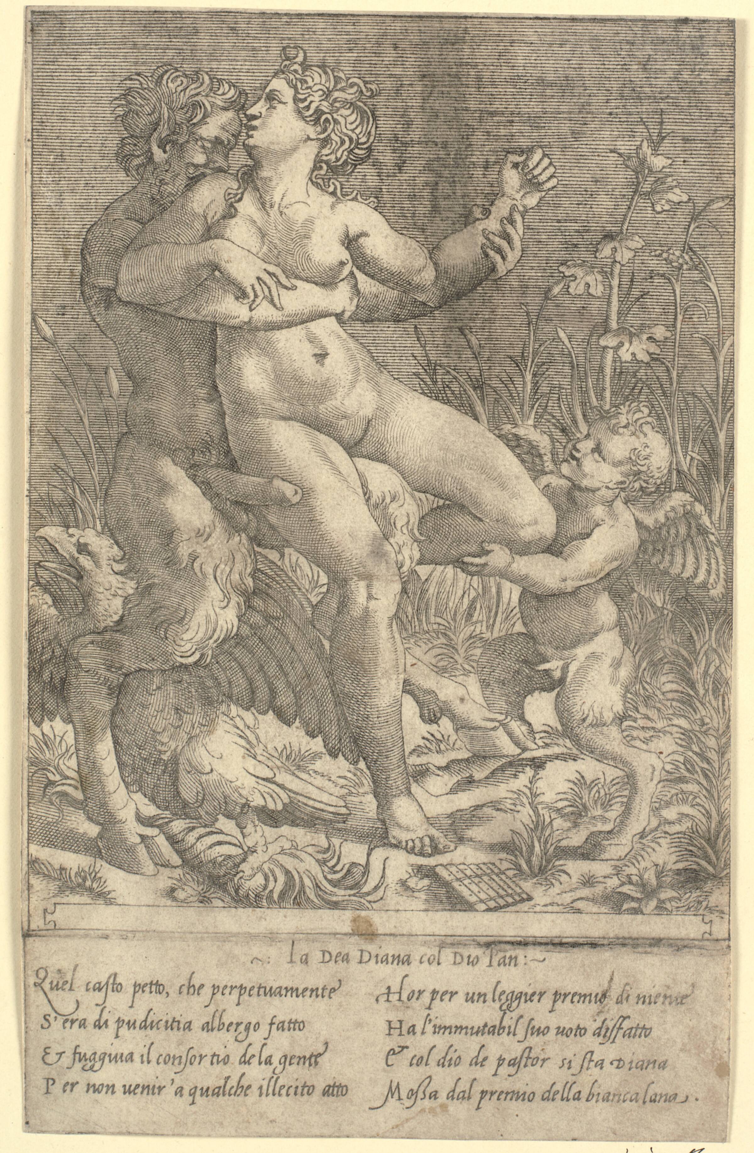 Jupiter transformé en Satyre et Diane, Giovanni Jacopo Caraglio, 1500-1565
