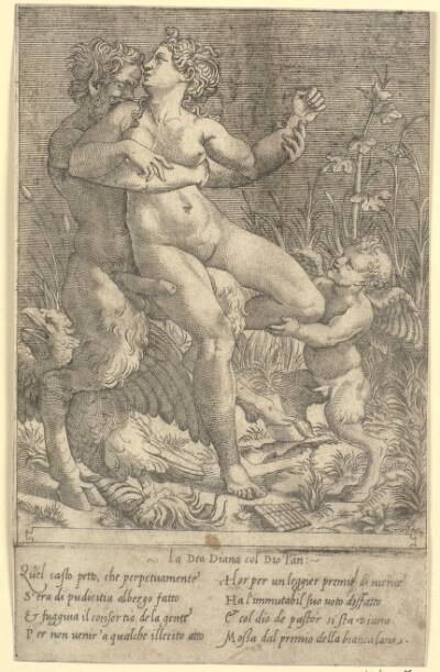 Jupiter transformé en Satyre et Diane