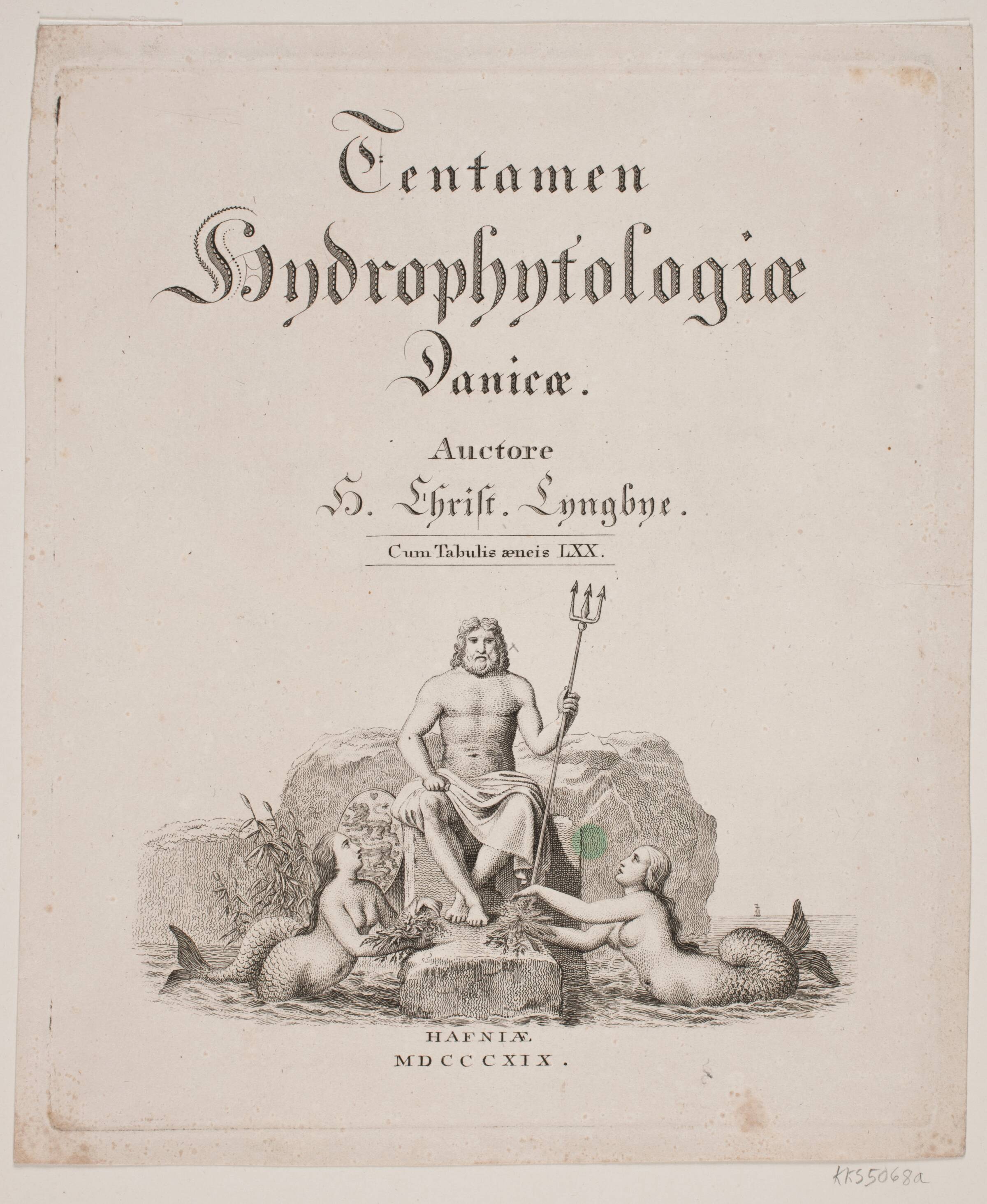 Titelblad til H. C. Lyngbye, "Tentamen Hydrophytologia Danicæ", København 1819, Oluf Olufsen Bagge, 1819