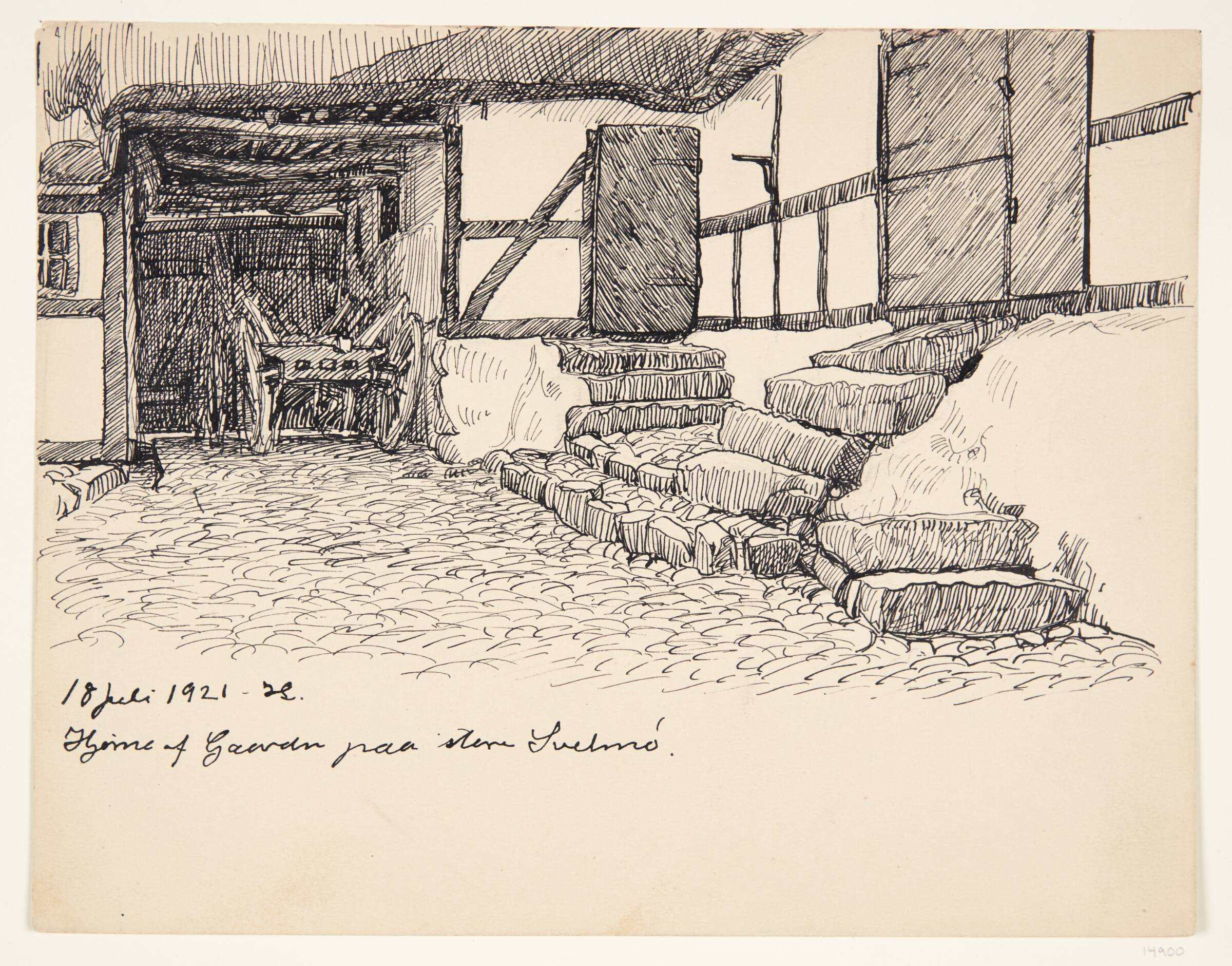 "Hjørne af gården på St. Svelmø", Johannes Larsen, 1921