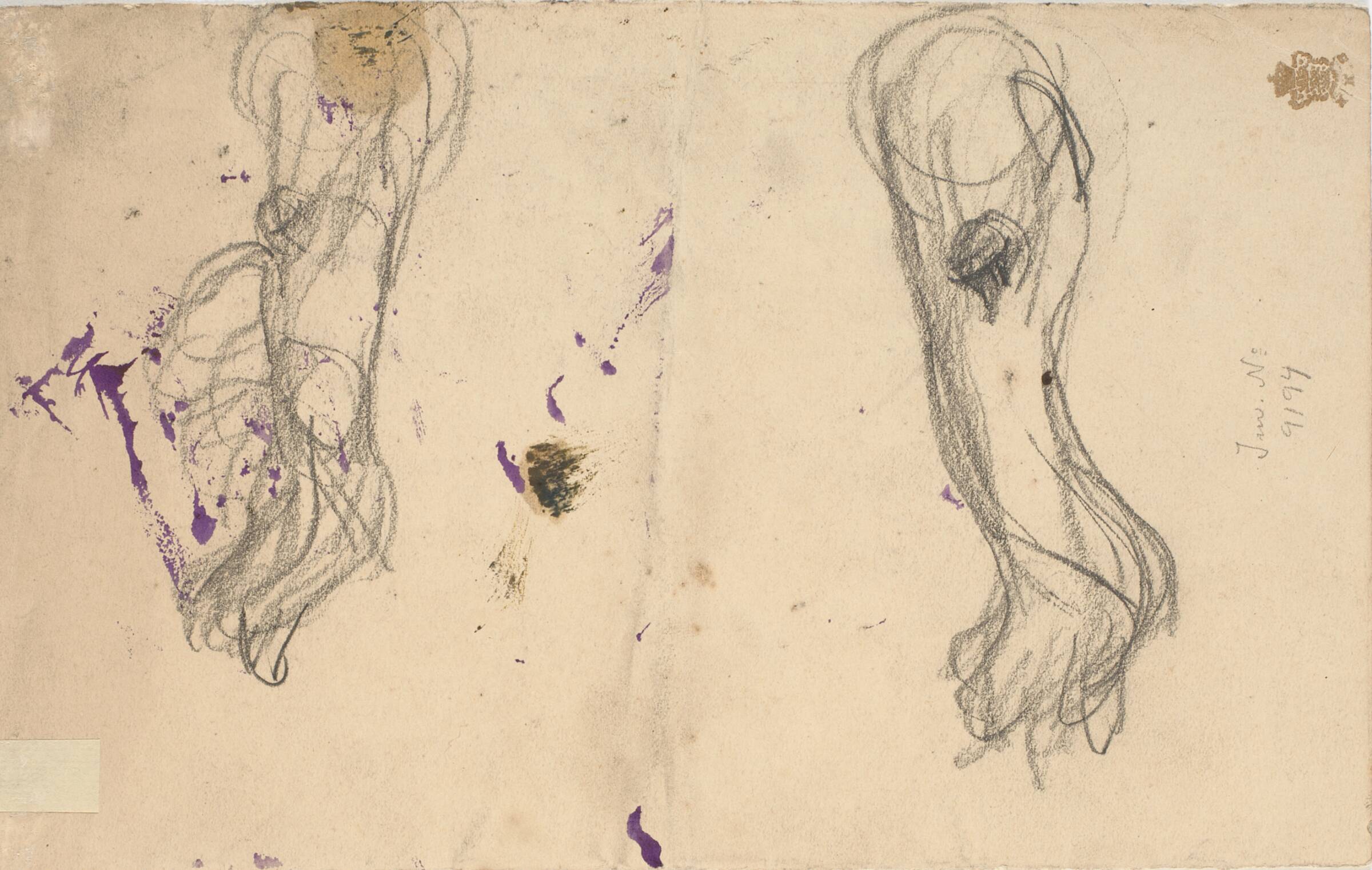 To figurstudier ("Den druknende"?), Isakson, Karl, 1905-1907