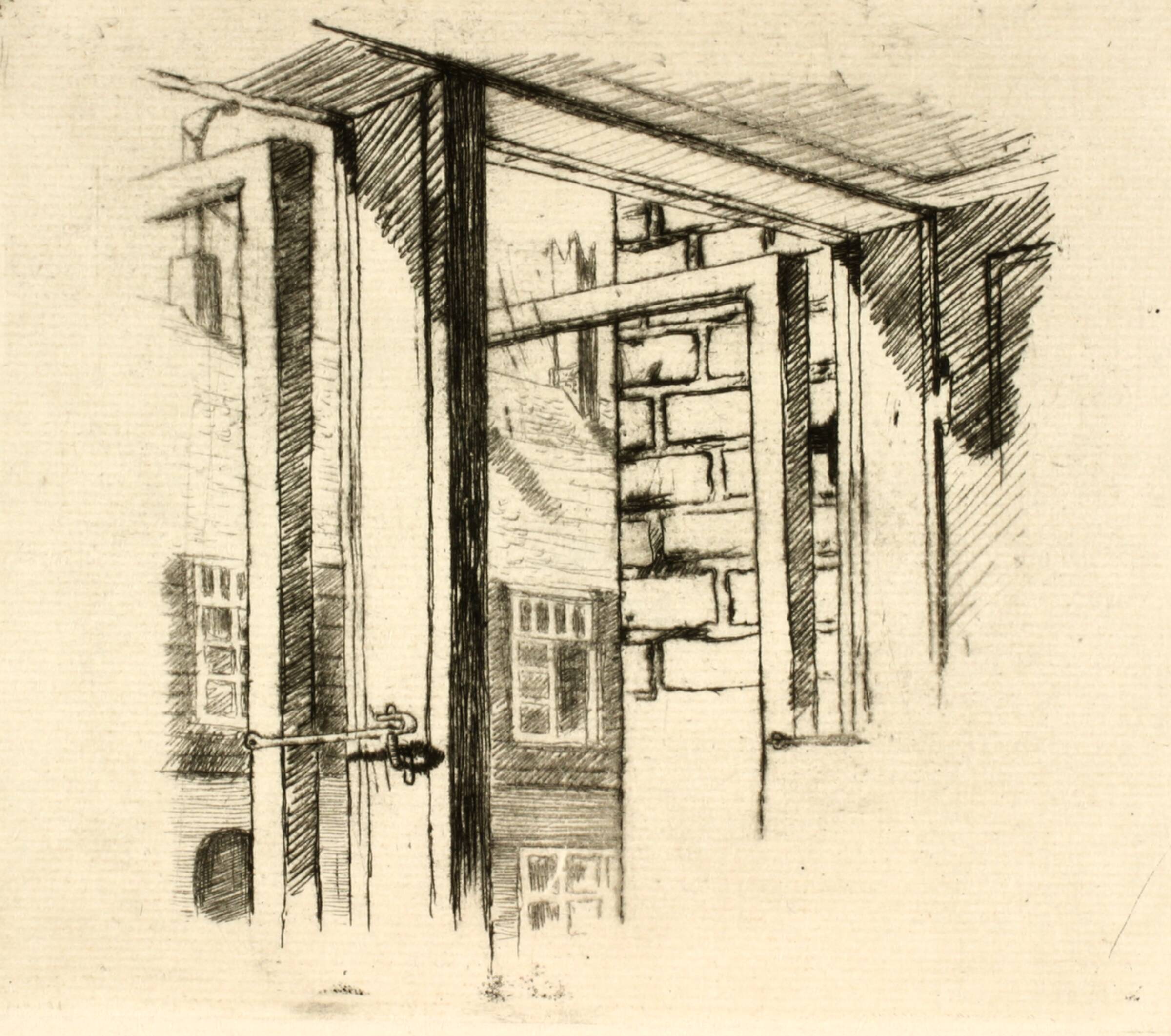 Udsigt gennem åbentstående vinduer, Gunnar Aagaard Andersen, 1940