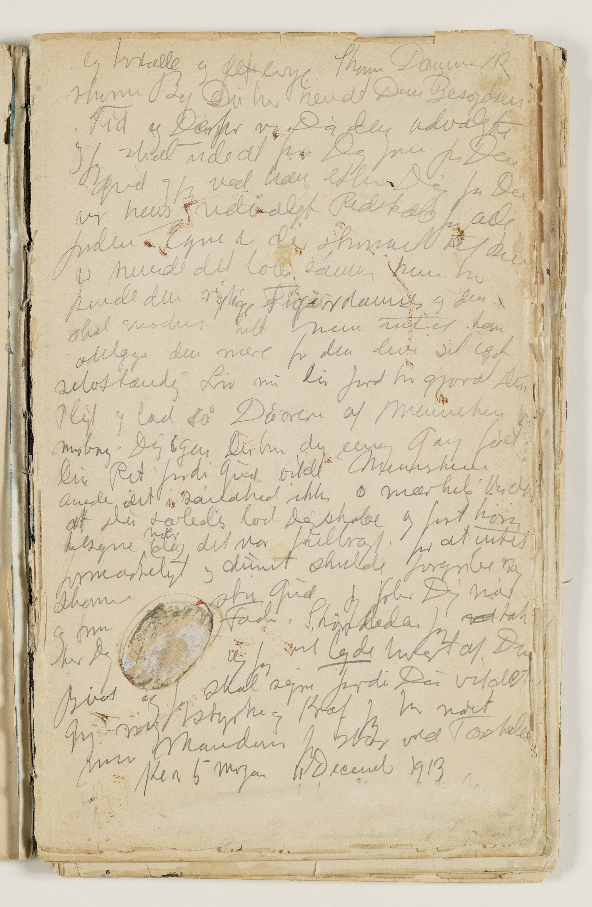 Om guds "udvalgte redskab", geniet, og visdommen, der "lod [sig] skabe"; en tak til samme gud, en accept af hans krav om sejr og en bøn om styrke og kraft, J.A. Jerichau, 1913-1914