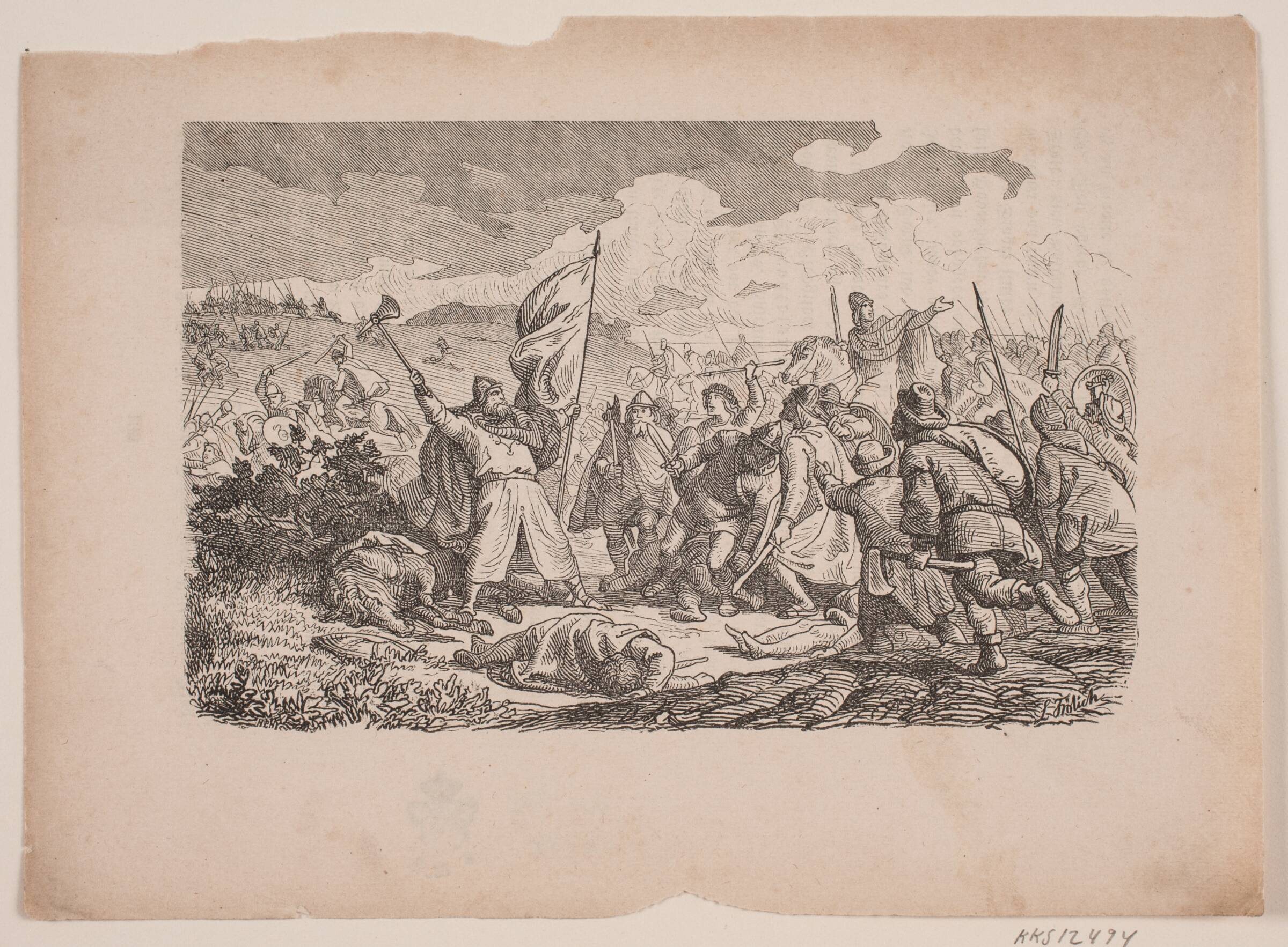 Året 1157. Illustration til "Folkekalender for Danmark 1857", H.P. Hansen, 1857