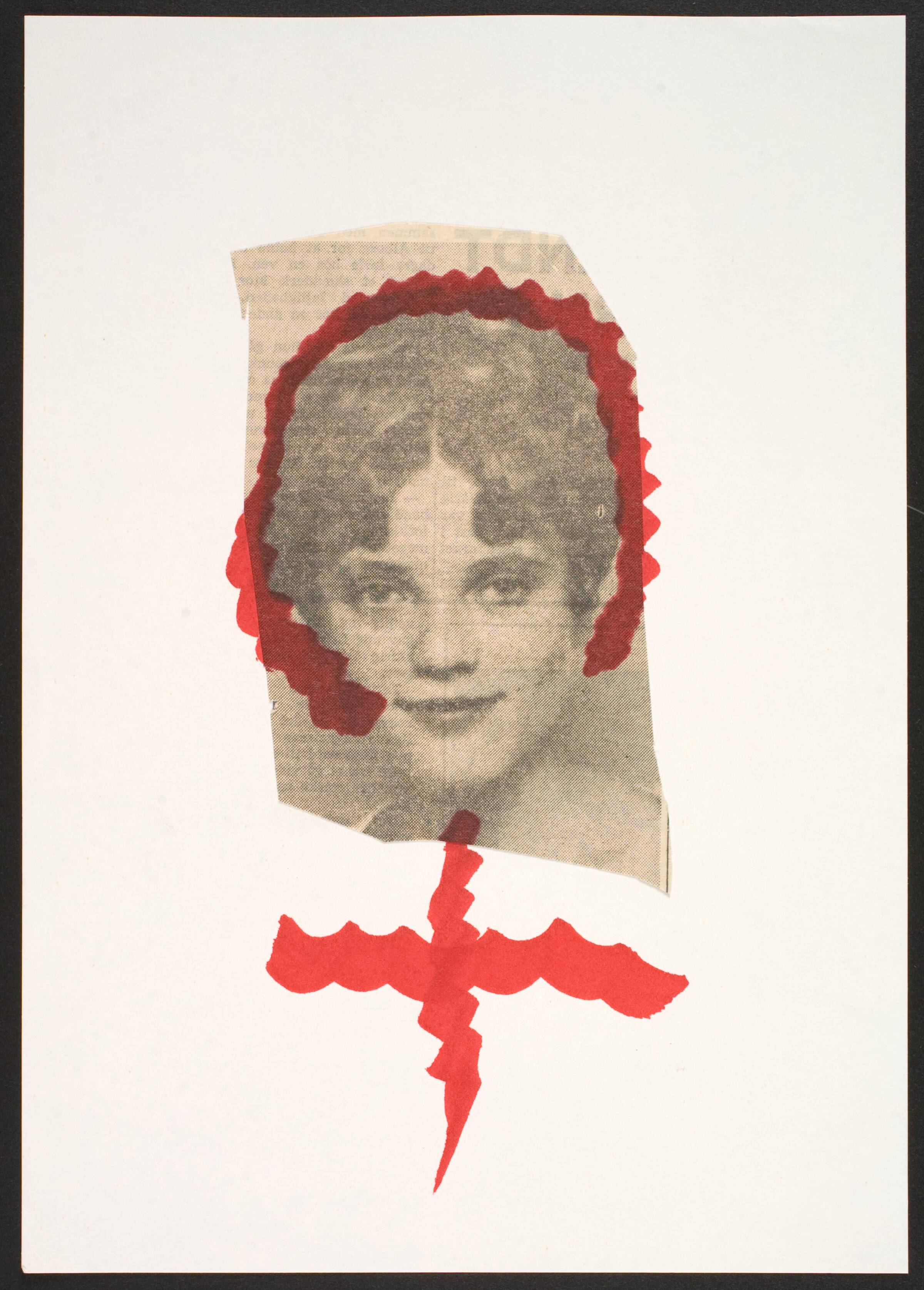 Udklip på papir med kvindetegnet, Lene Adler Petersen, 1974