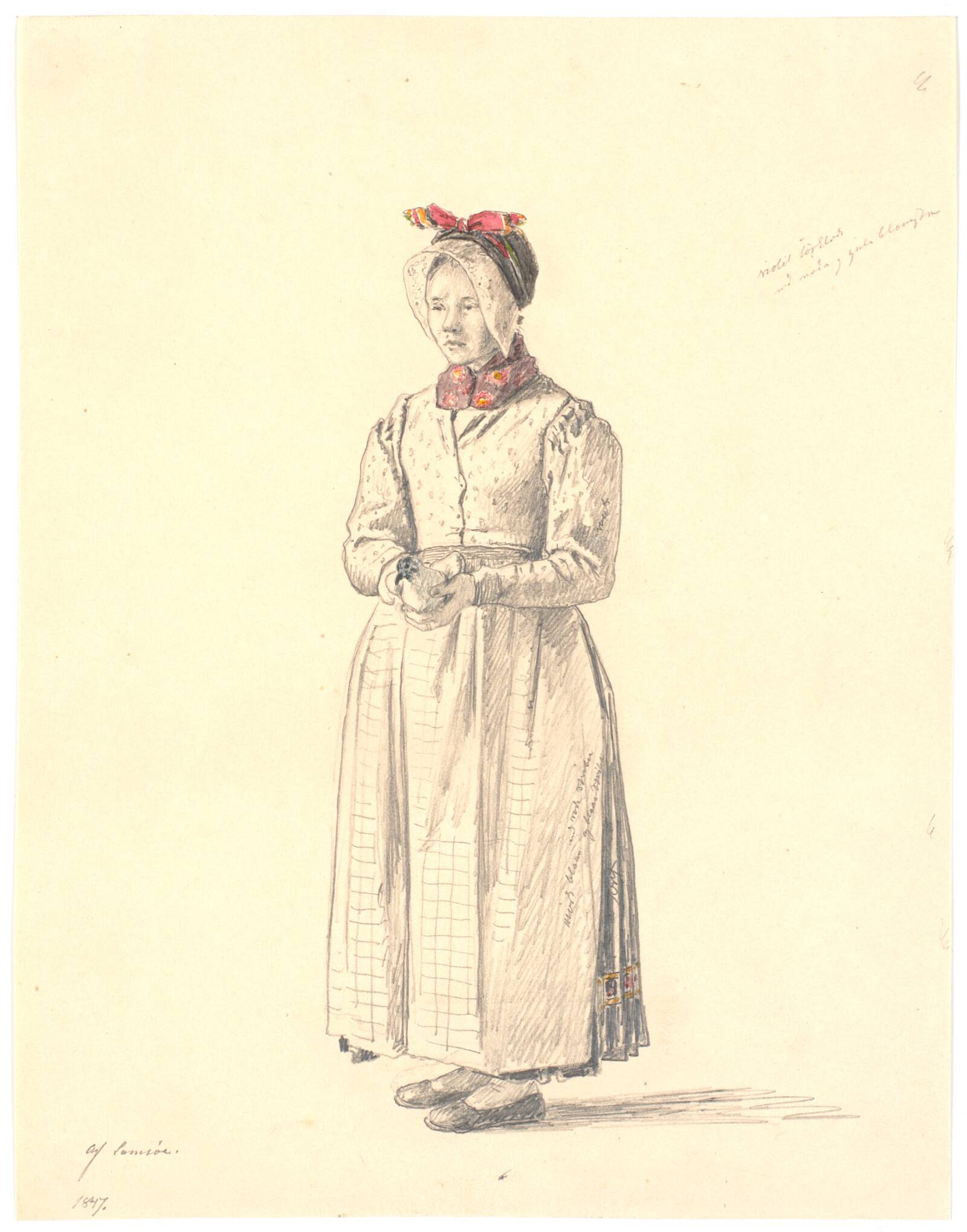 Stående bondepige fra Samsø, Martinus Rørbye, 1847