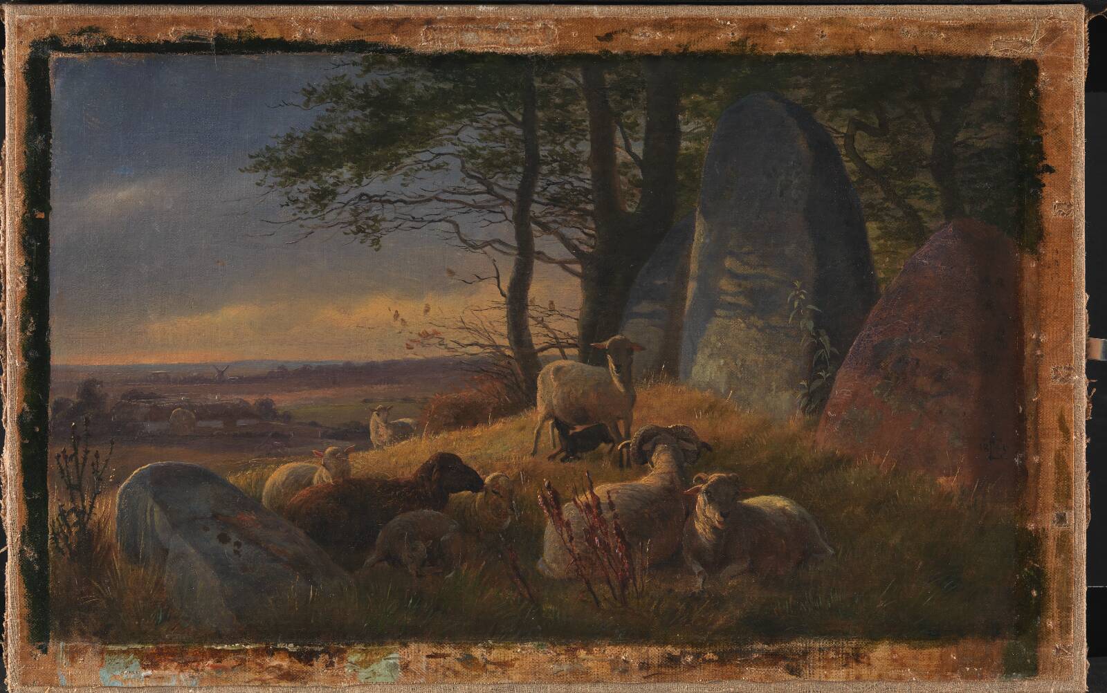 Evening Scene with Sheep on a Mound, by Johan Thomas Lundbye, 1845