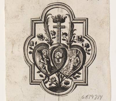 Emblem med to hjerter og Treenigheden