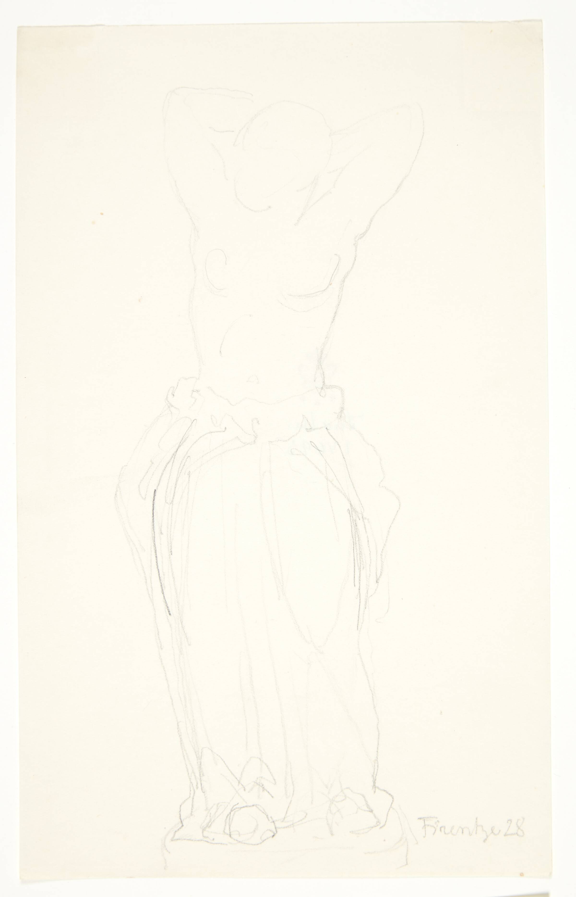 Studietegning til statuetten "Kvinde som sætter sit hår", Svend Rathsack, 1928
